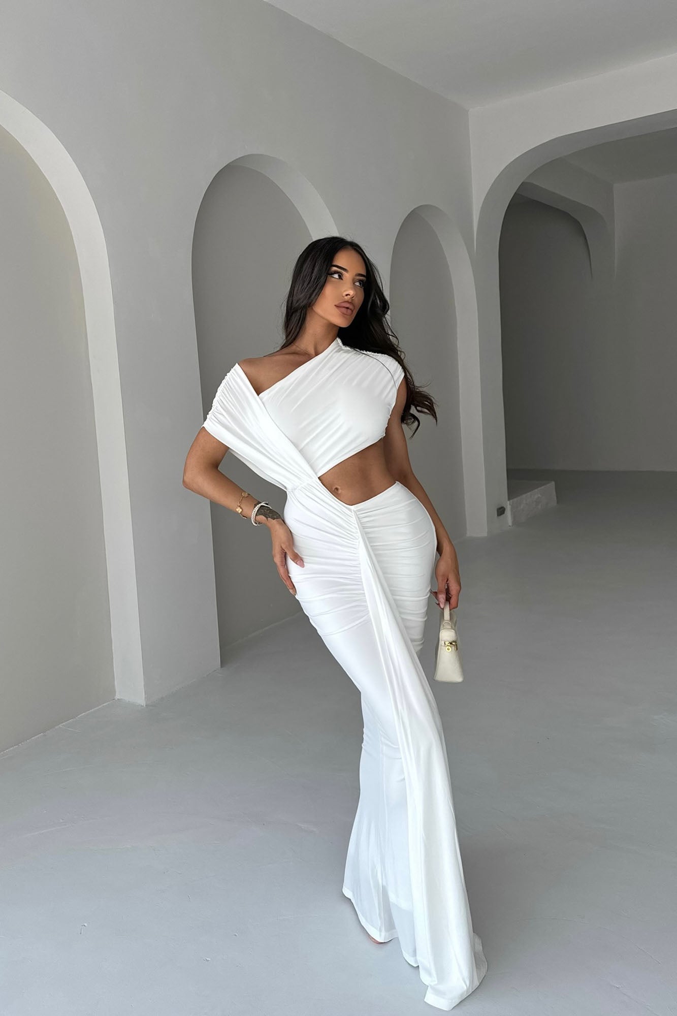 Aria Cut Out Maxi Dress - White image 8