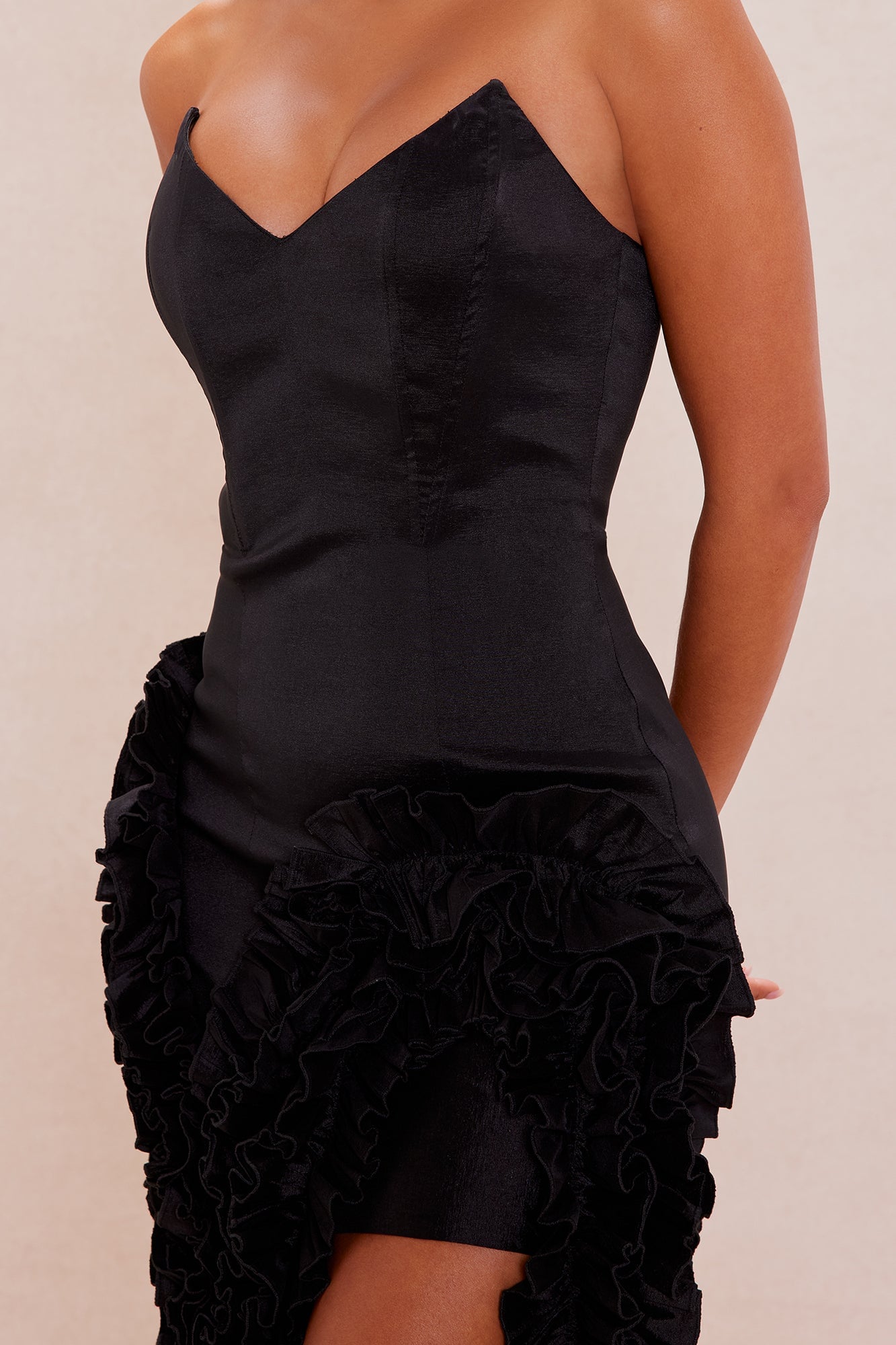 Lucia Ruffle Taffeta Gown - Black image 3