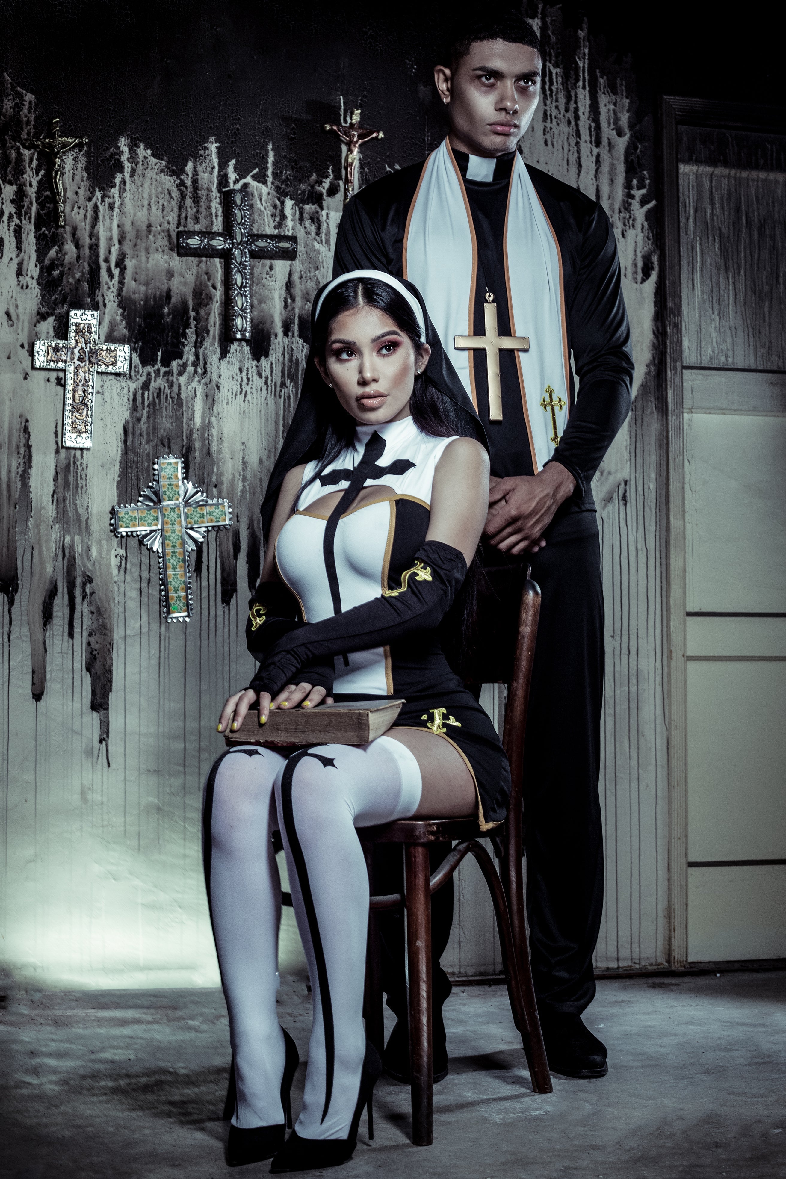 Bad Habits Nun 4 Piece Costume Set - Black/Combo image 8