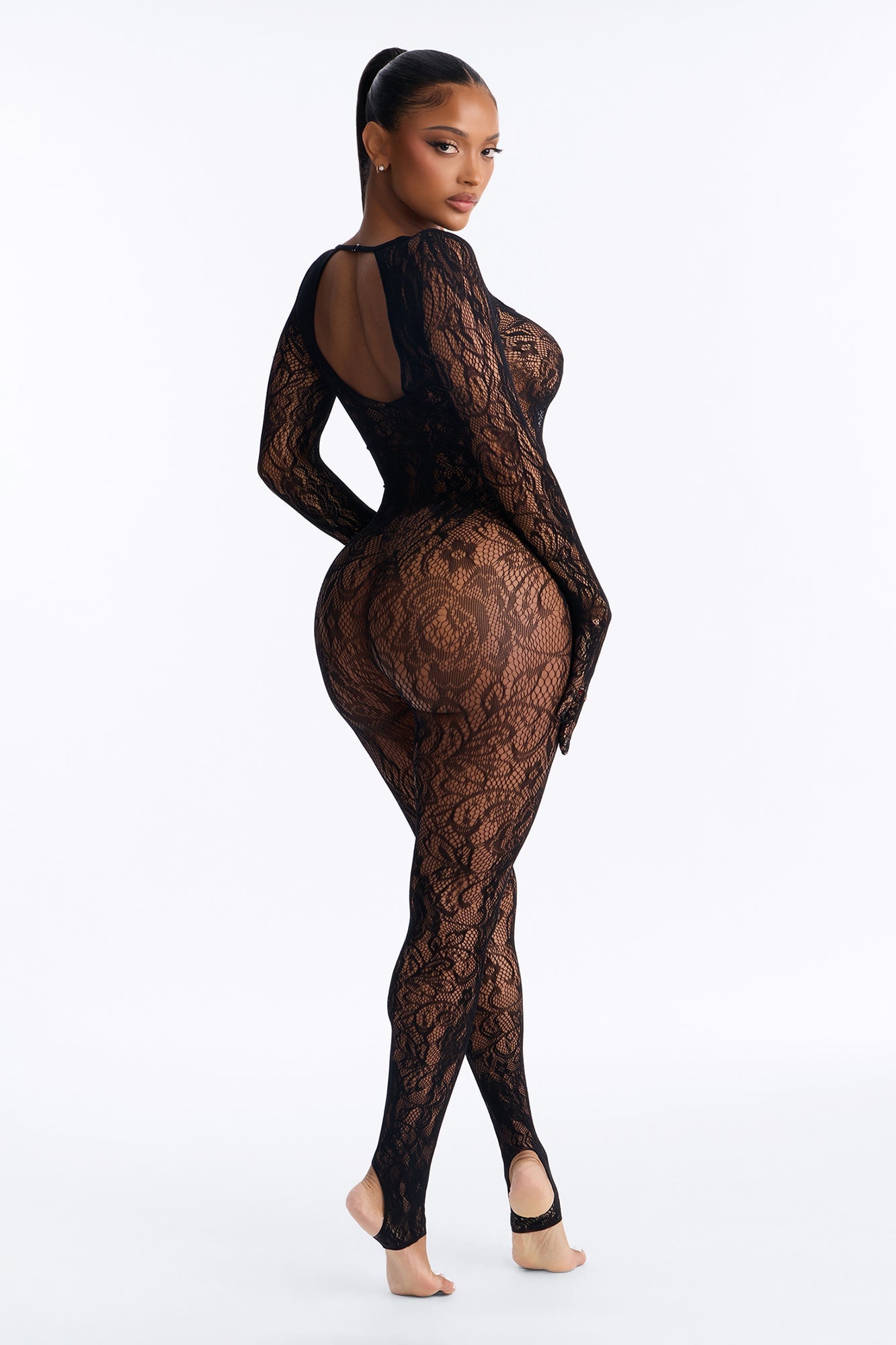 Playing Games Lace Jumpsuit Bodystocking - Black image 4