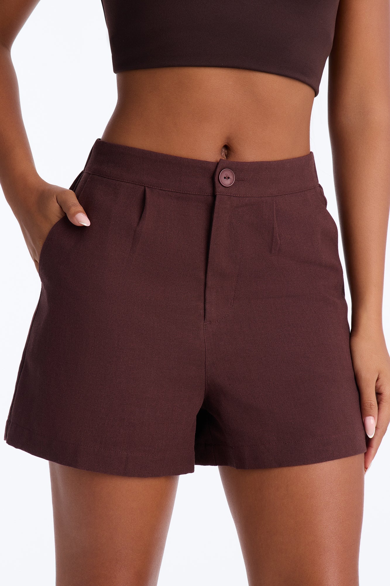 Katie Linen Trouser Short - Chocolate image 6