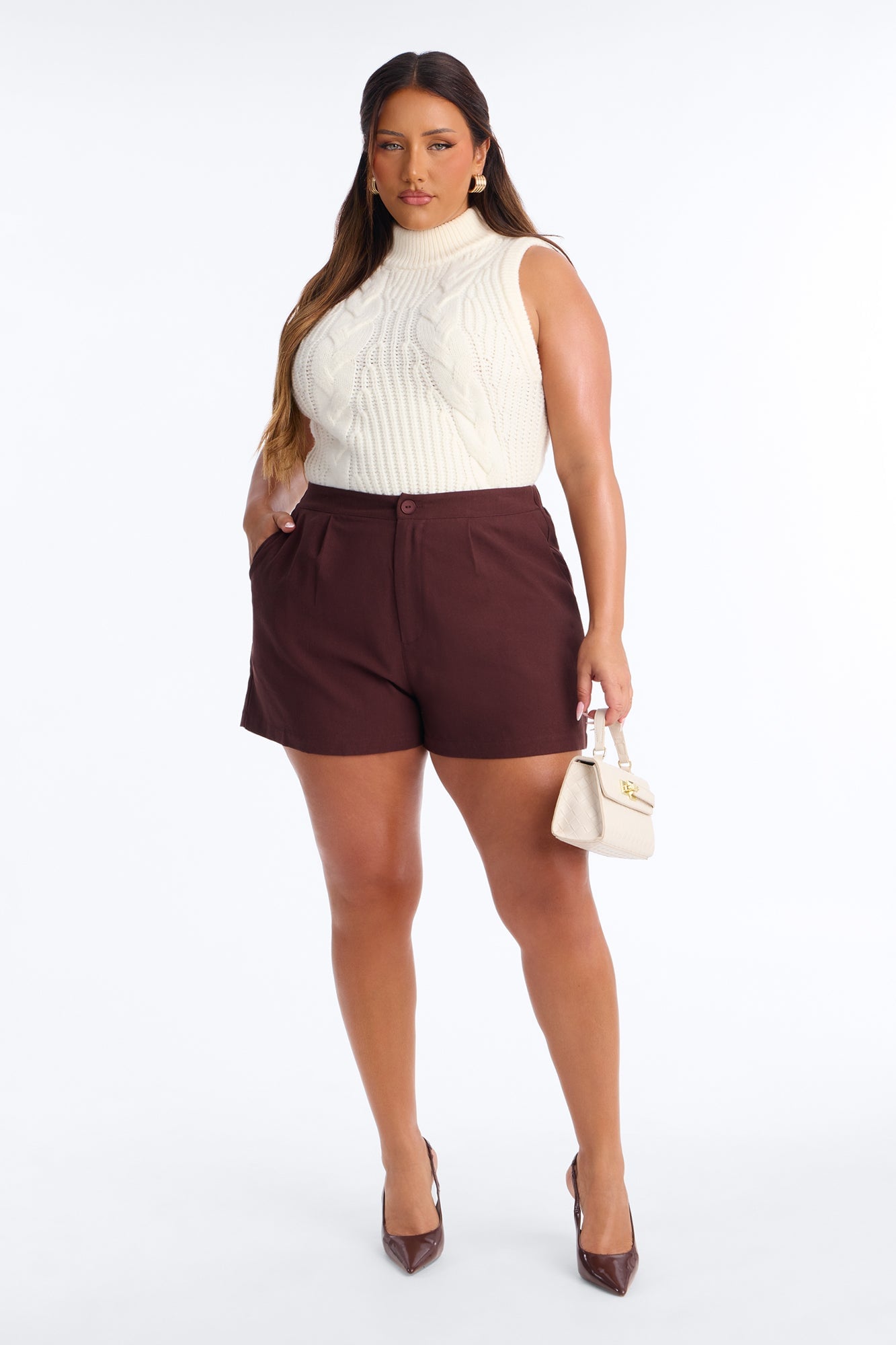 Katie Linen Trouser Short - Chocolate image 2
