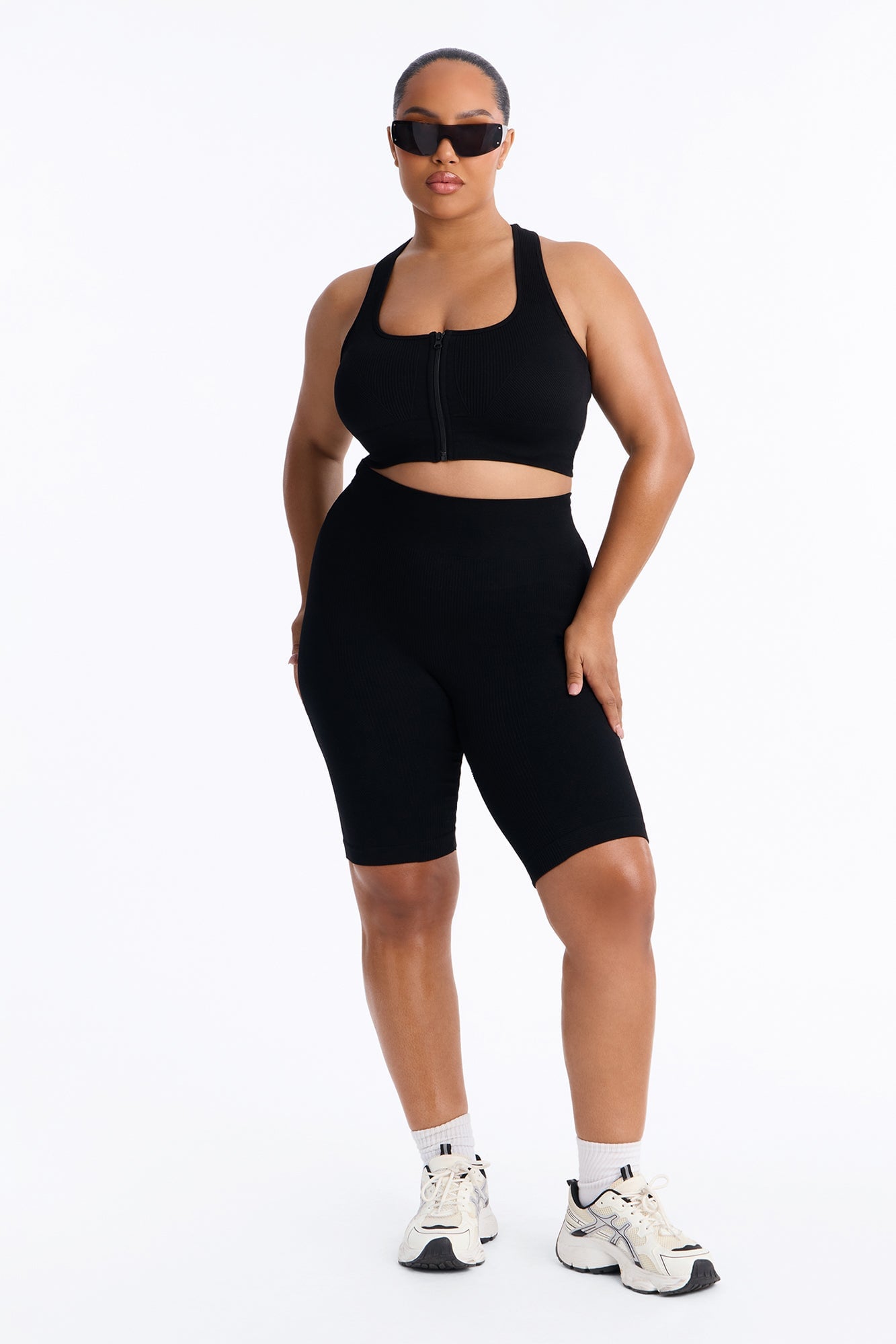 Sully Seamless Ribbed Biker Short Set - Black image 1