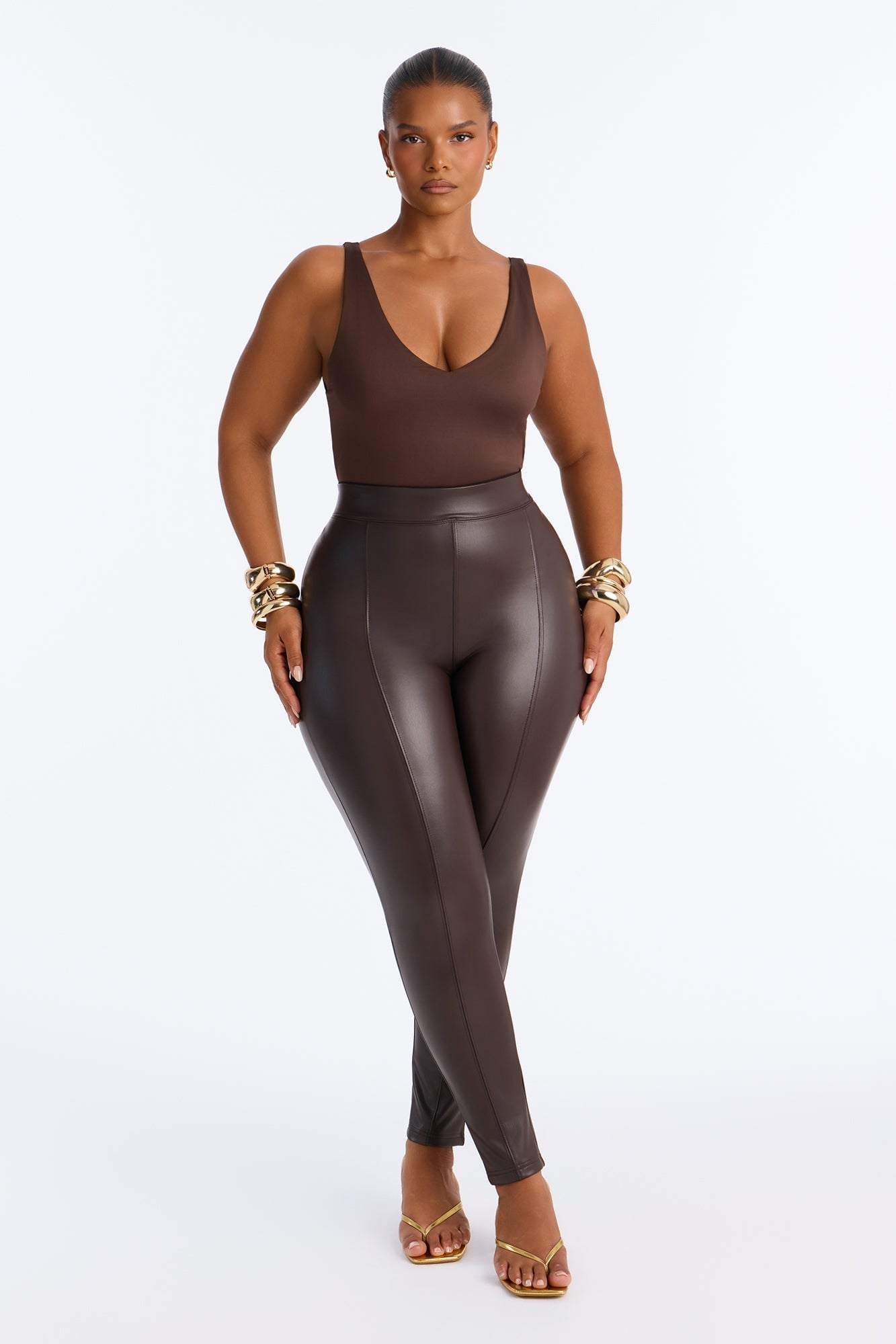 Taylor Faux Leather Legging - Chocolate image 1
