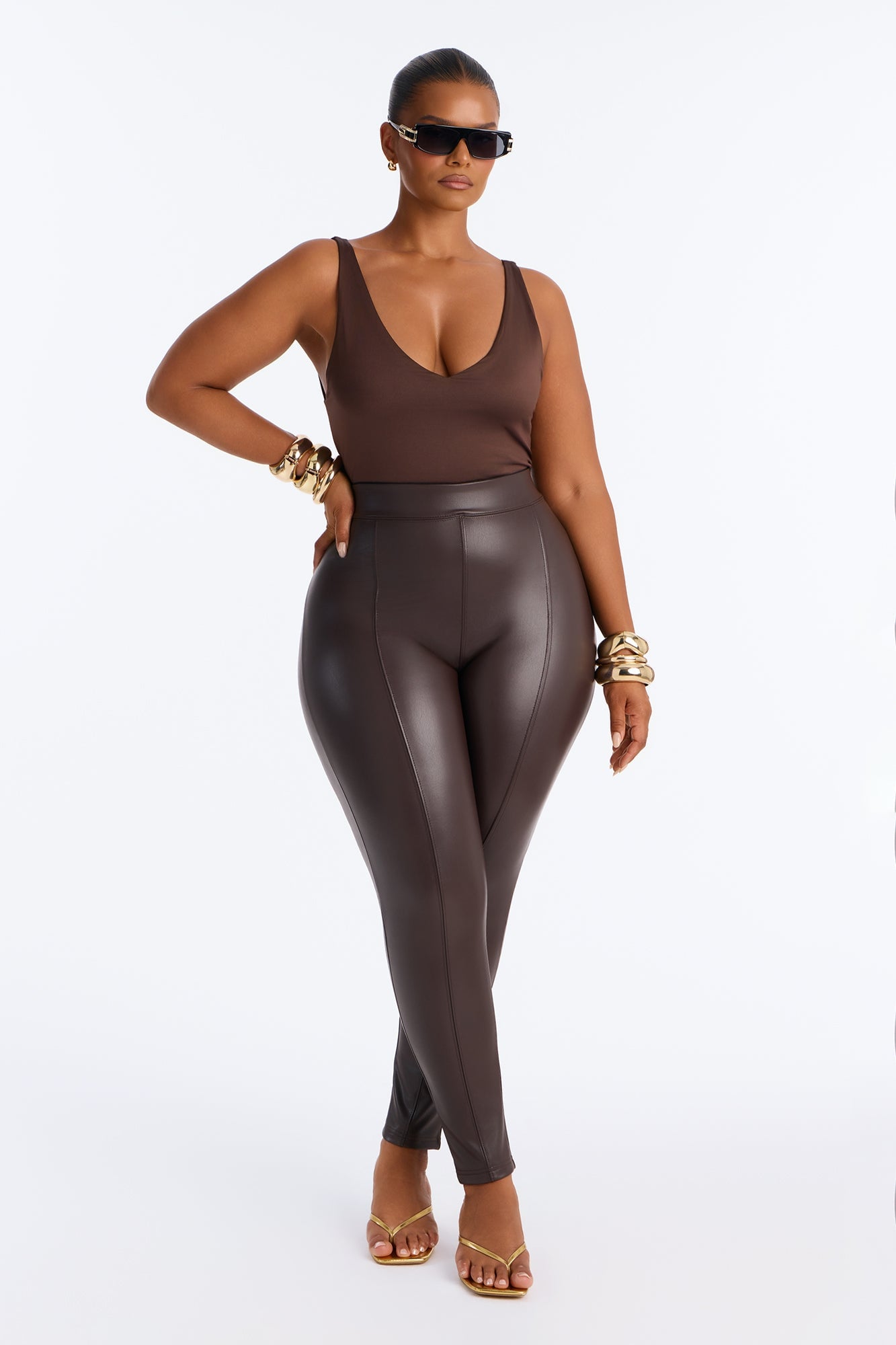 Taylor Faux Leather Legging - Chocolate image 2