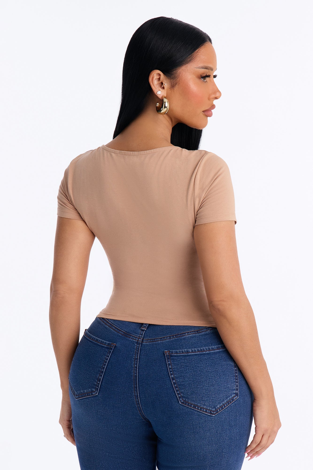 Sophia Double Layer V Neck Baby Tee - Mocha image 4