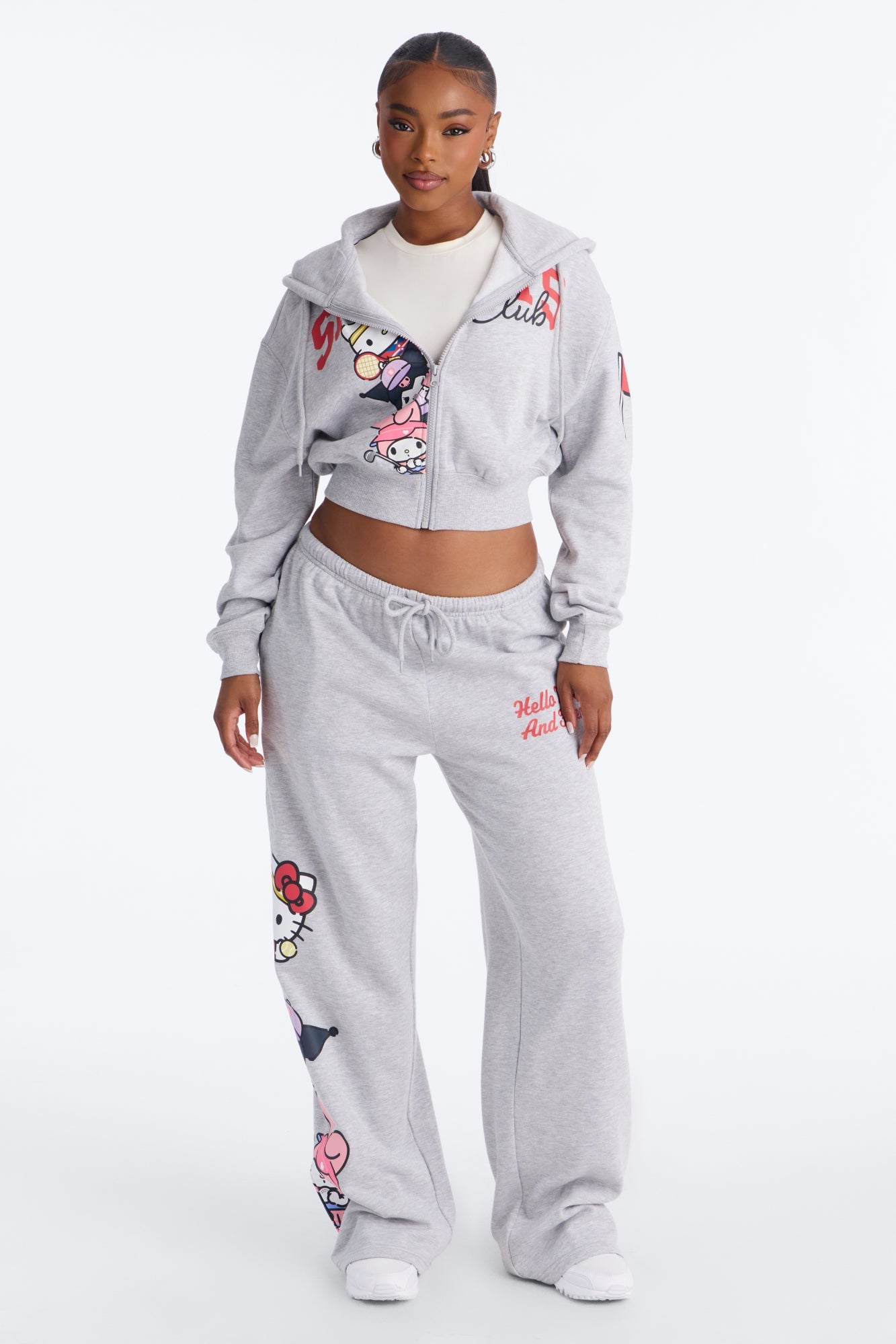 Hello Kitty Sports Zip Up Sweatshirt - Heather Grey image 2