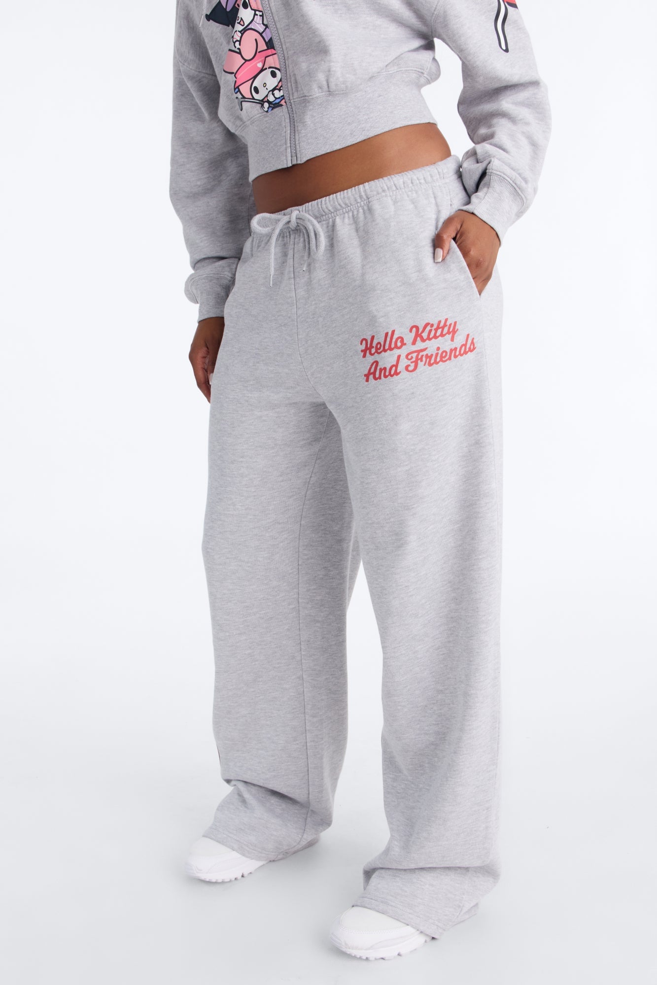 Hello Kitty Sports Wide Leg Pant - Heather Grey image 1