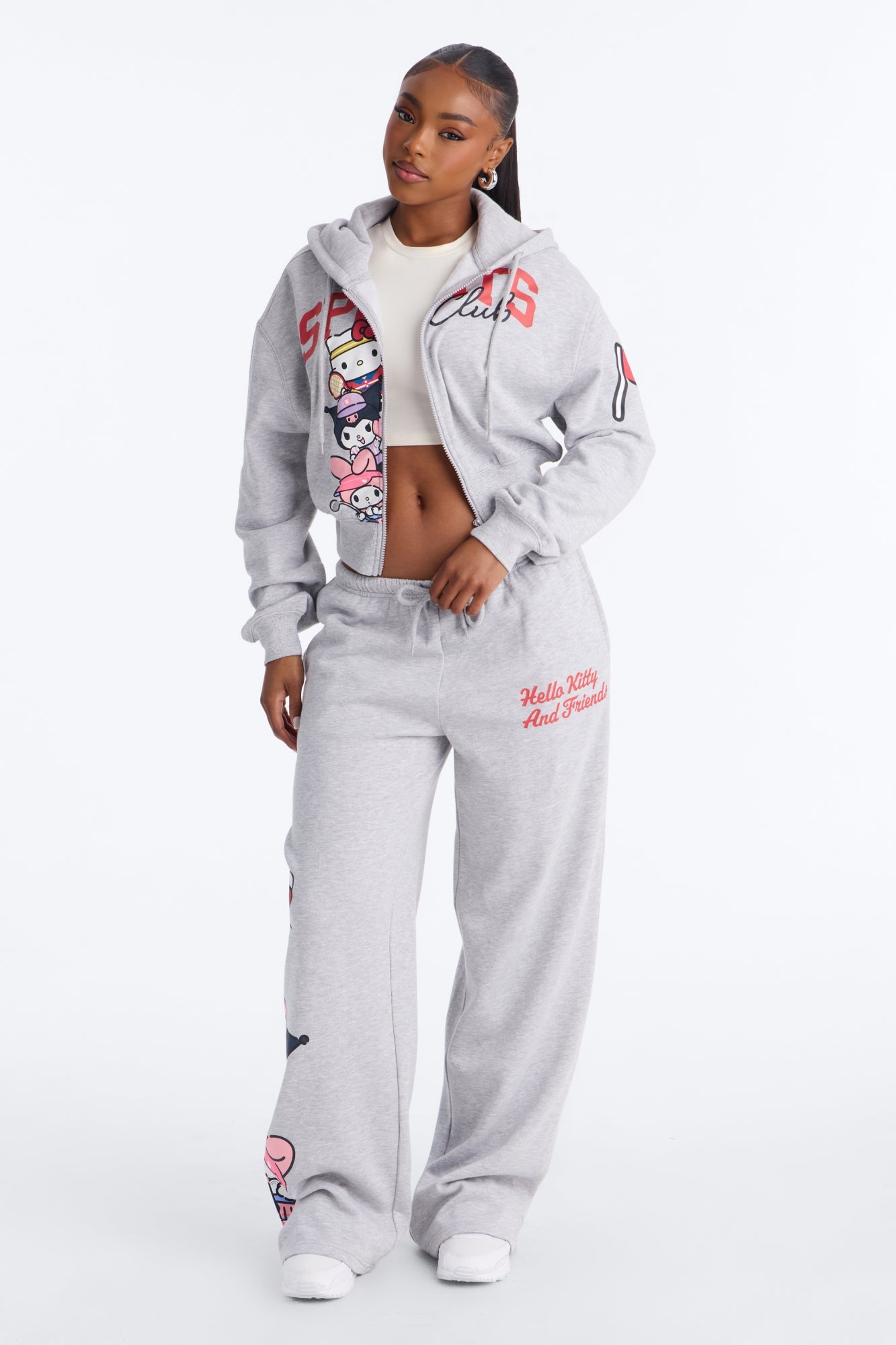 Hello Kitty Sports Wide Leg Pant - Heather Grey image 2