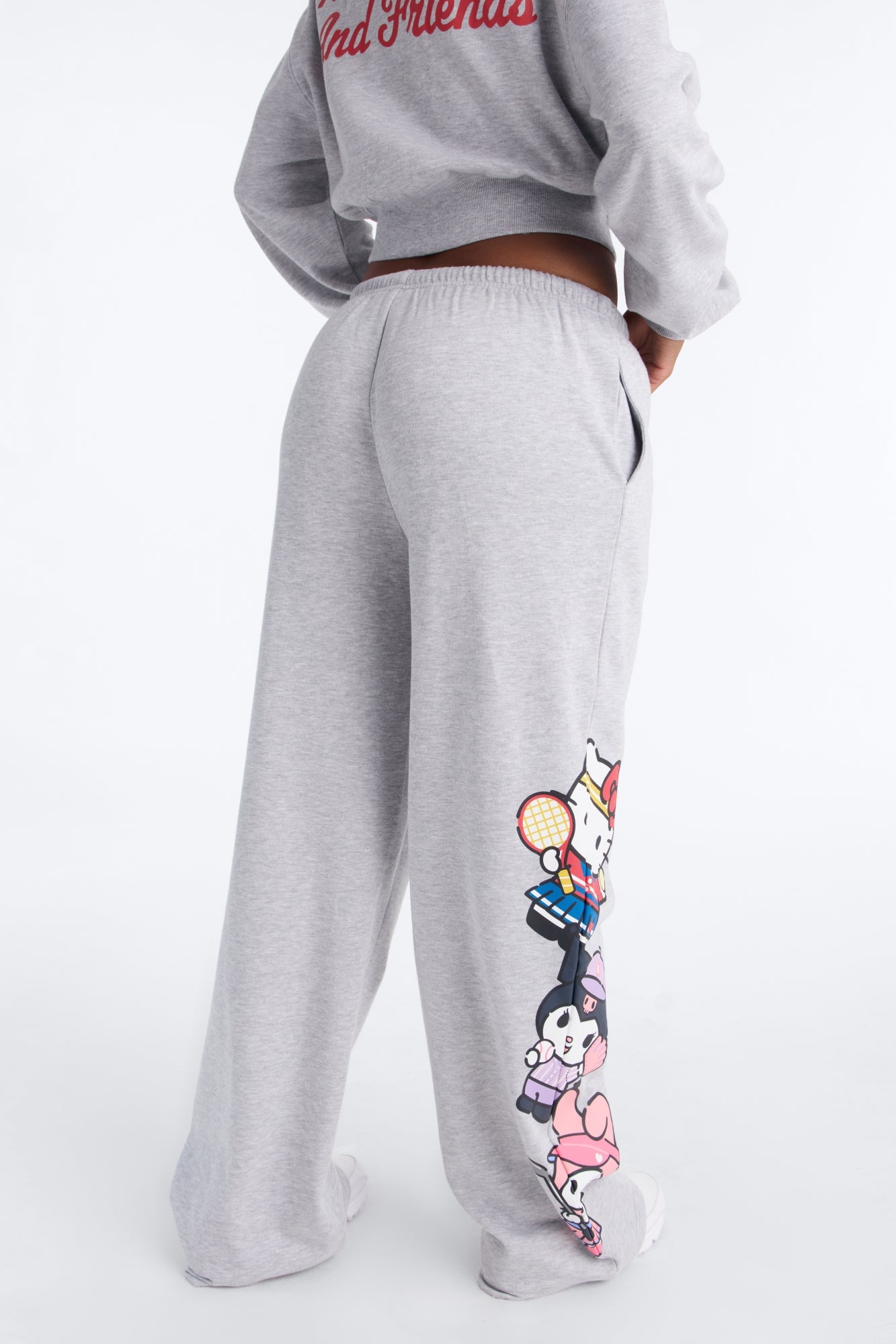 Hello Kitty Sports Wide Leg Pant - Heather Grey image 4