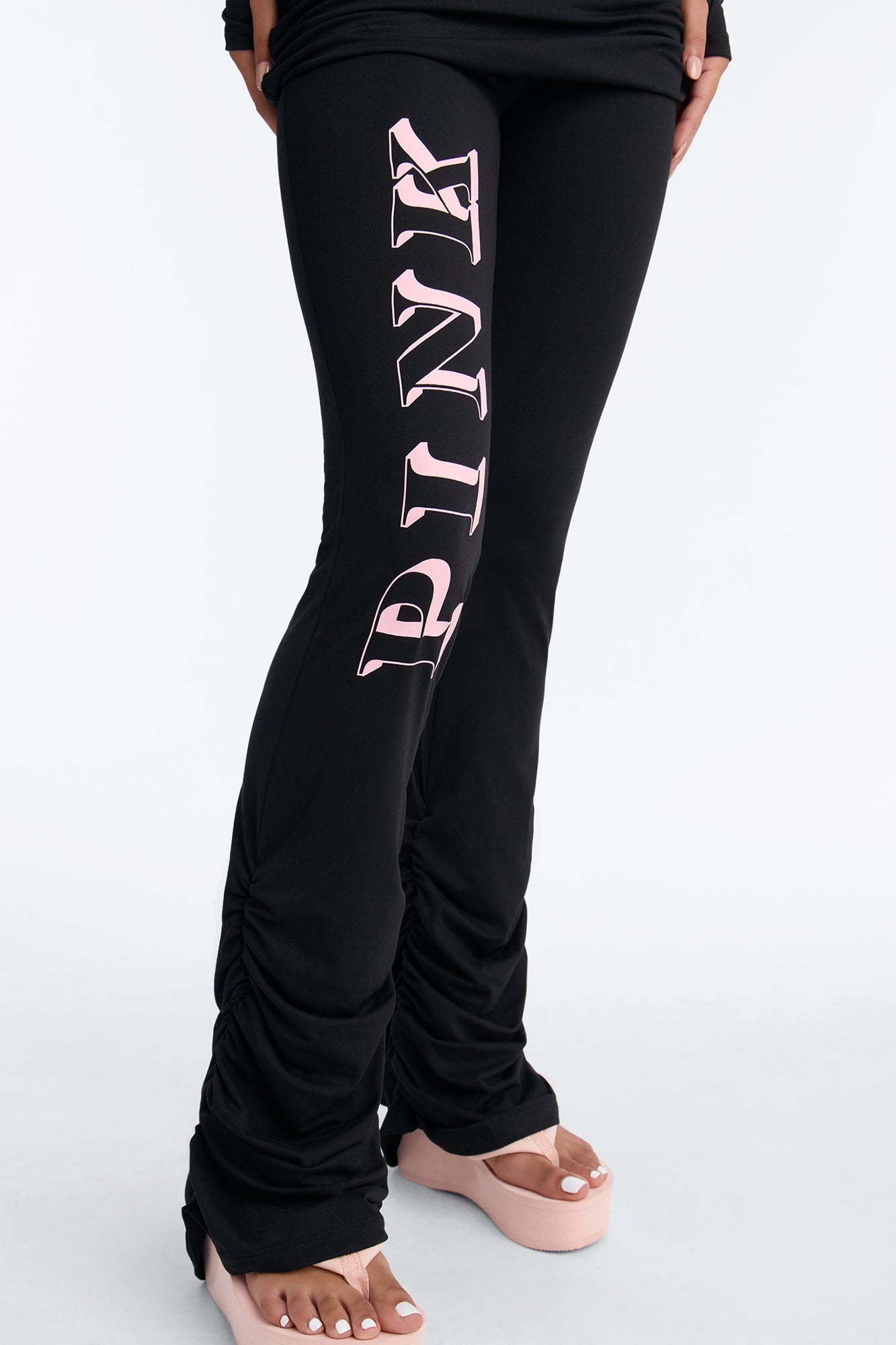 PINK London Ruched Skirt Flare Pants - Black image 7