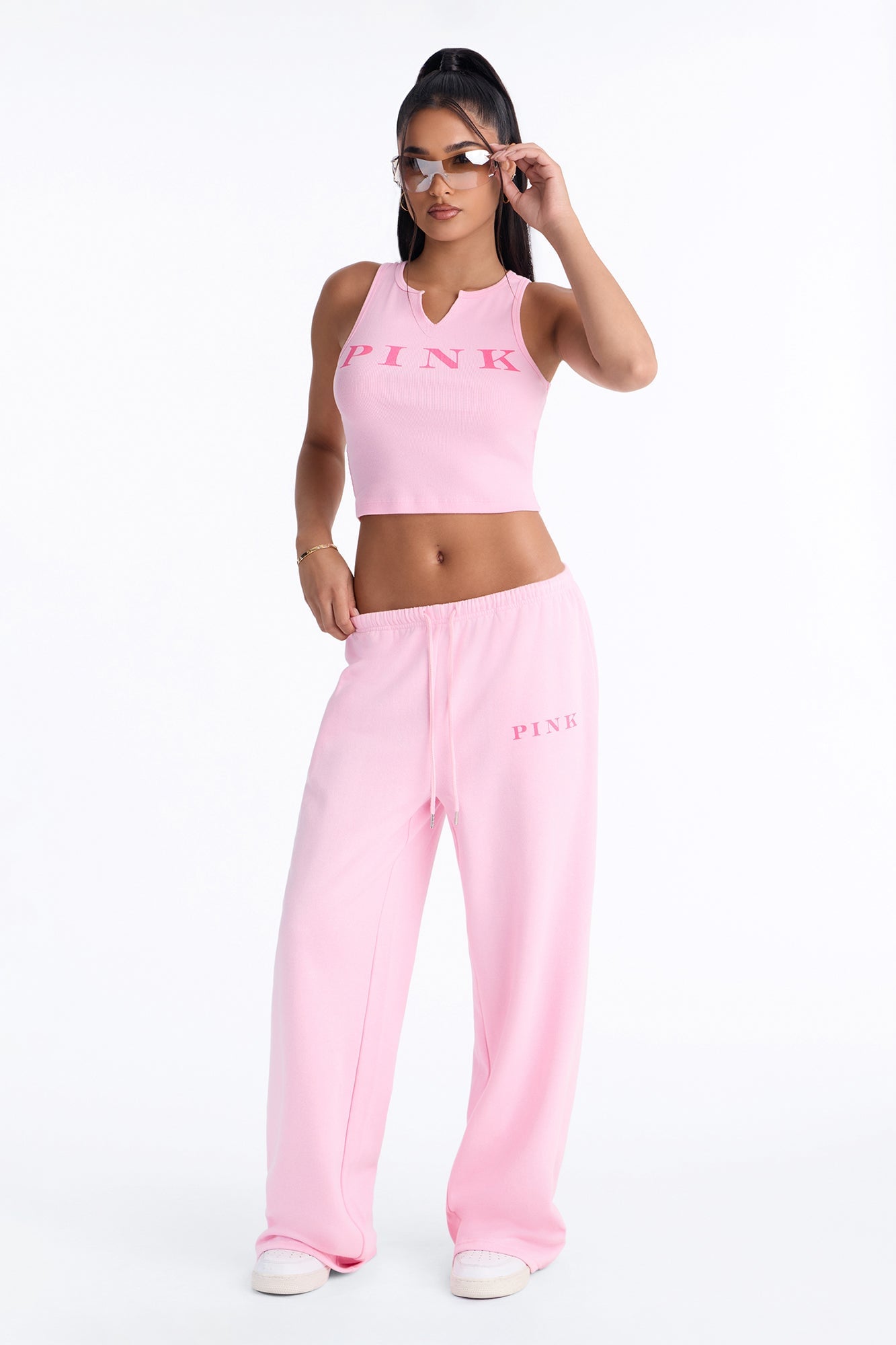 PINK London Girly Cropped Tank Top - Pink image 6