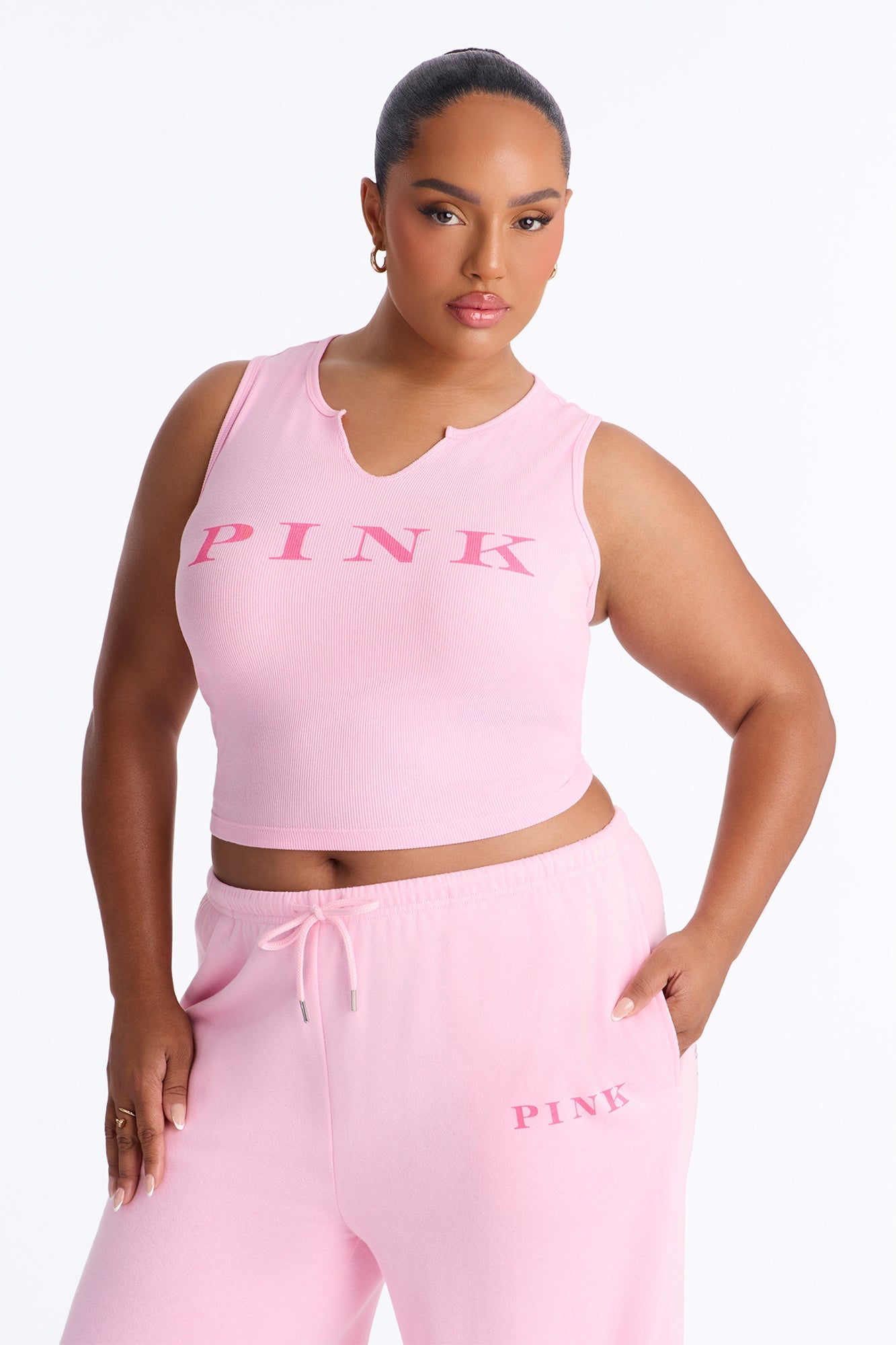 PINK London Girly Cropped Tank Top - Pink image 1