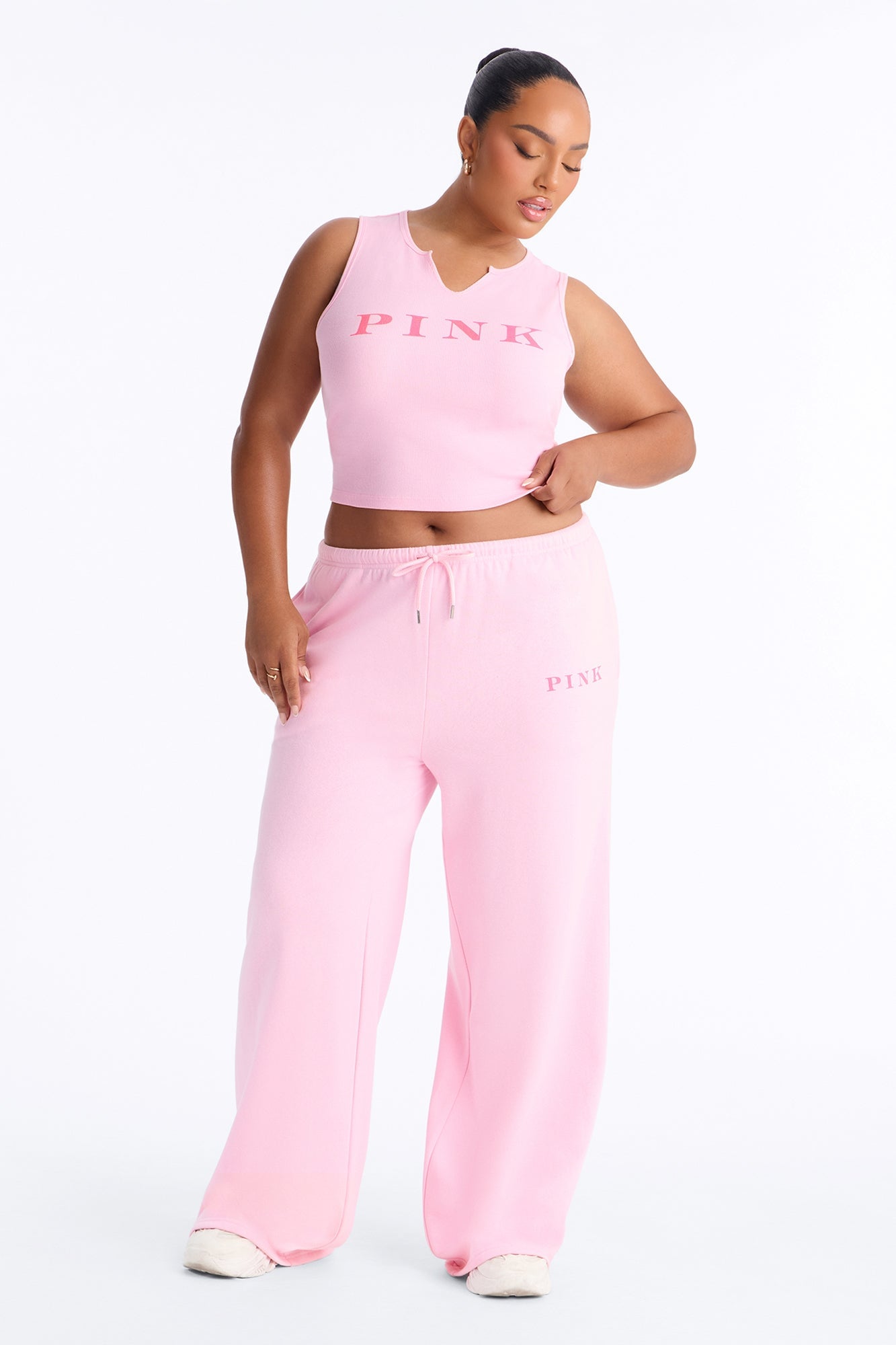 PINK London Girly Cropped Tank Top - Pink image 2