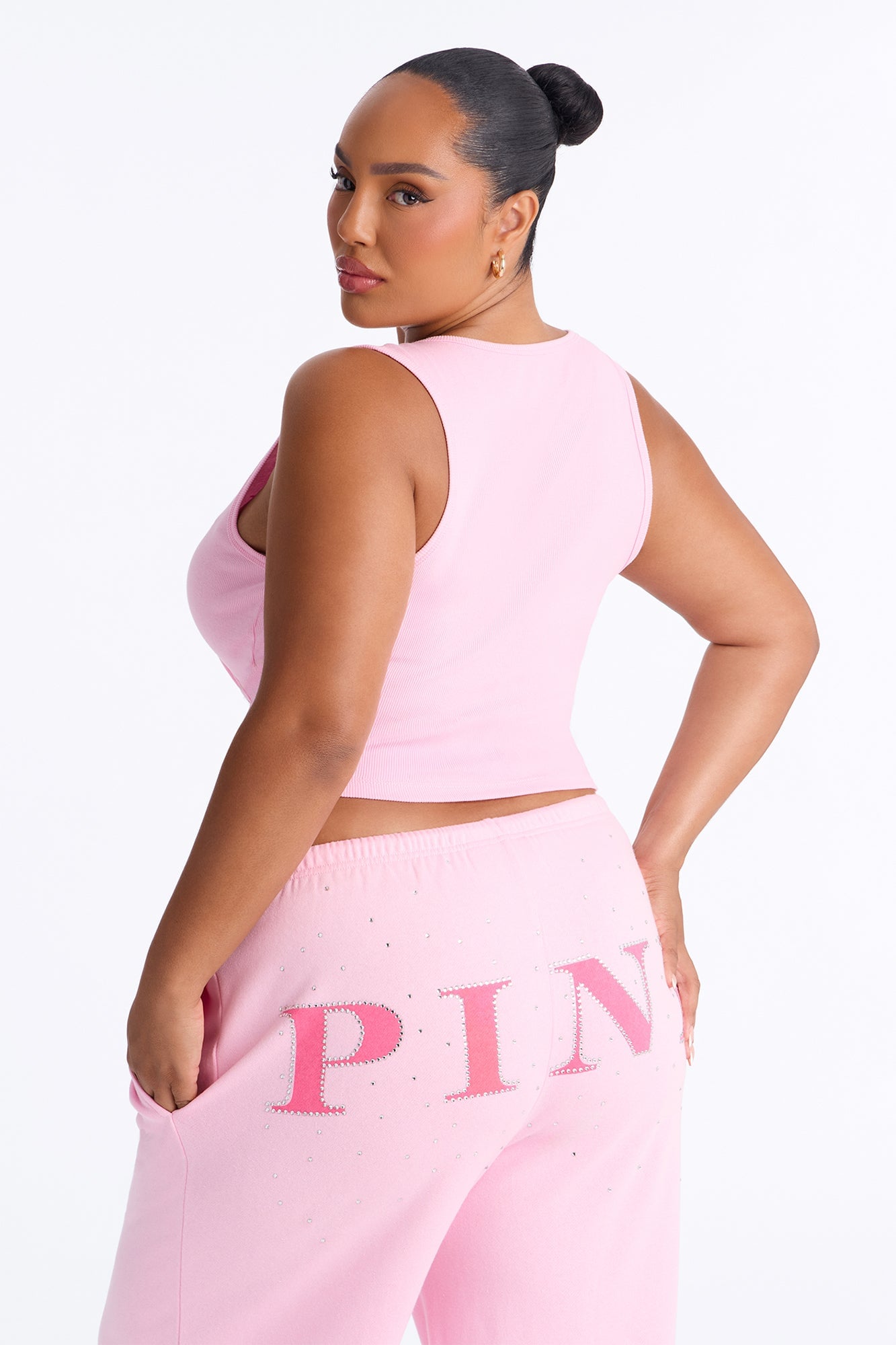 PINK London Girly Cropped Tank Top - Pink image 3