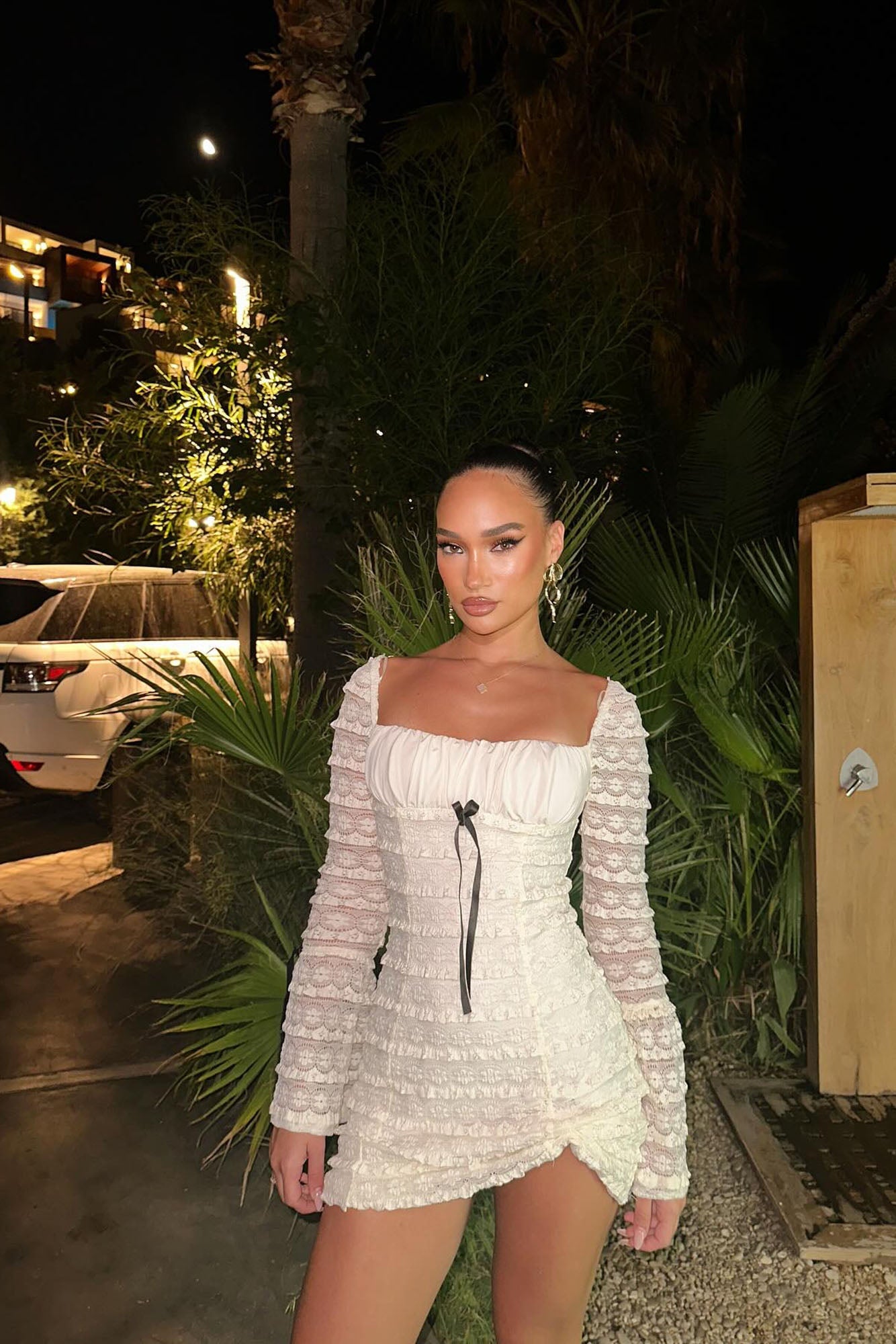 Espresso Lace Mini Dress - Ivory image 4