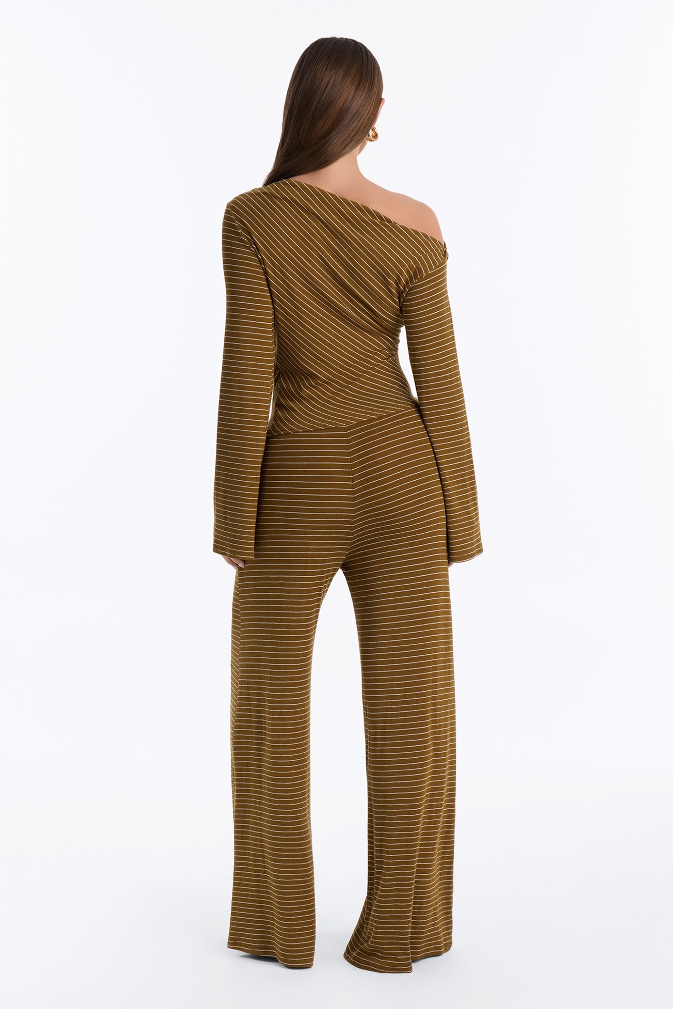 Layla Striped Off Shoulder Pant Set - Olive/combo image 5