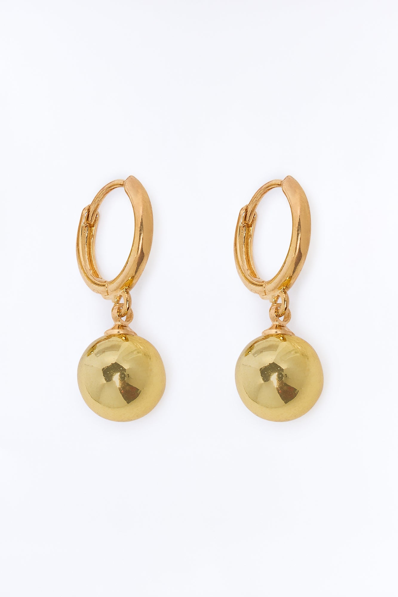 Ball Drop Huggie Hoop Earrings - Gold image 3
