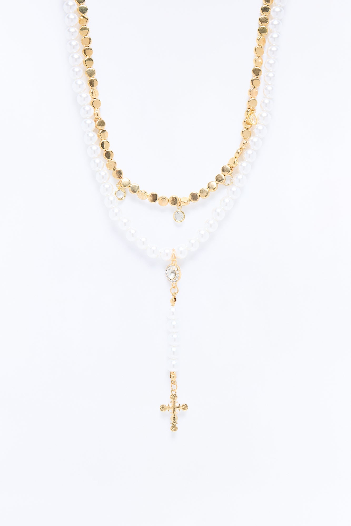 Radiant Devotion Lariat Necklace - White/Gold image 3