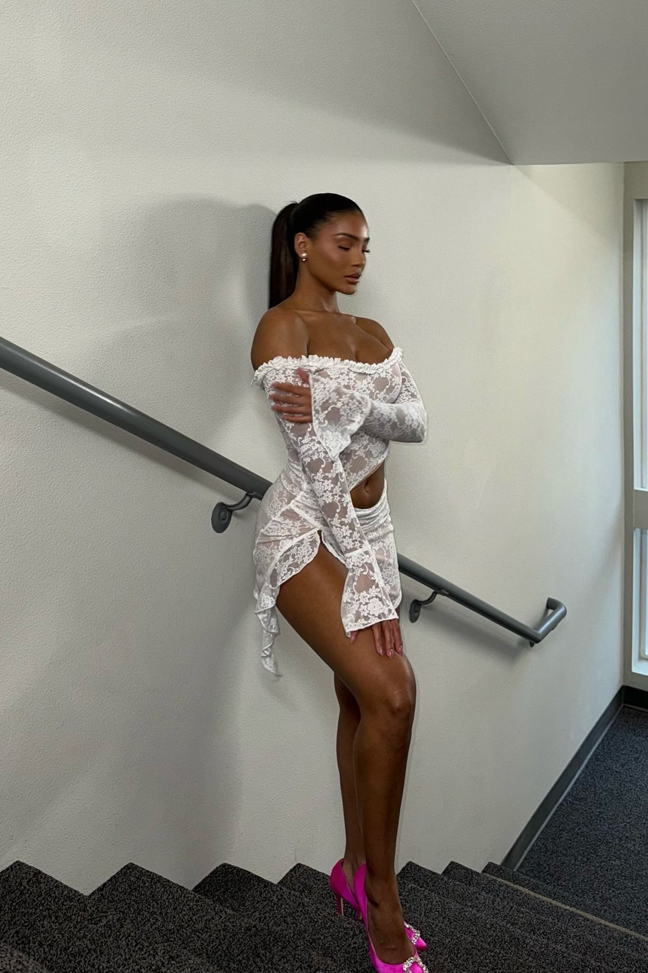 One Of One Lace Mini Dress - White image 5