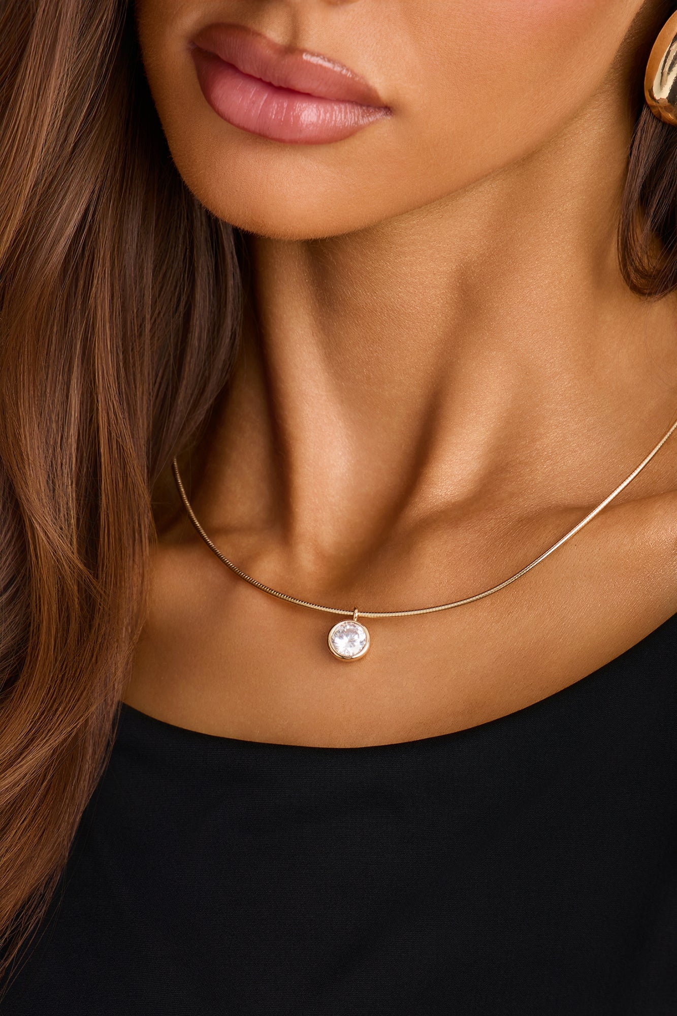 Lumi Rhinestone Necklace - Gold image 2