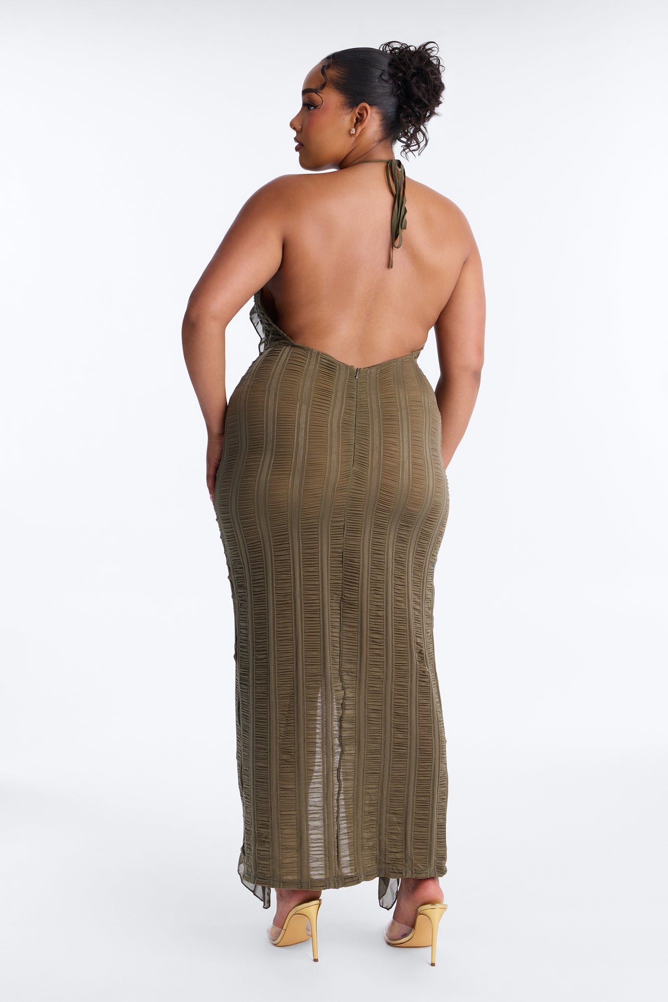Devine Ruffle Maxi Dress - Olive image 4