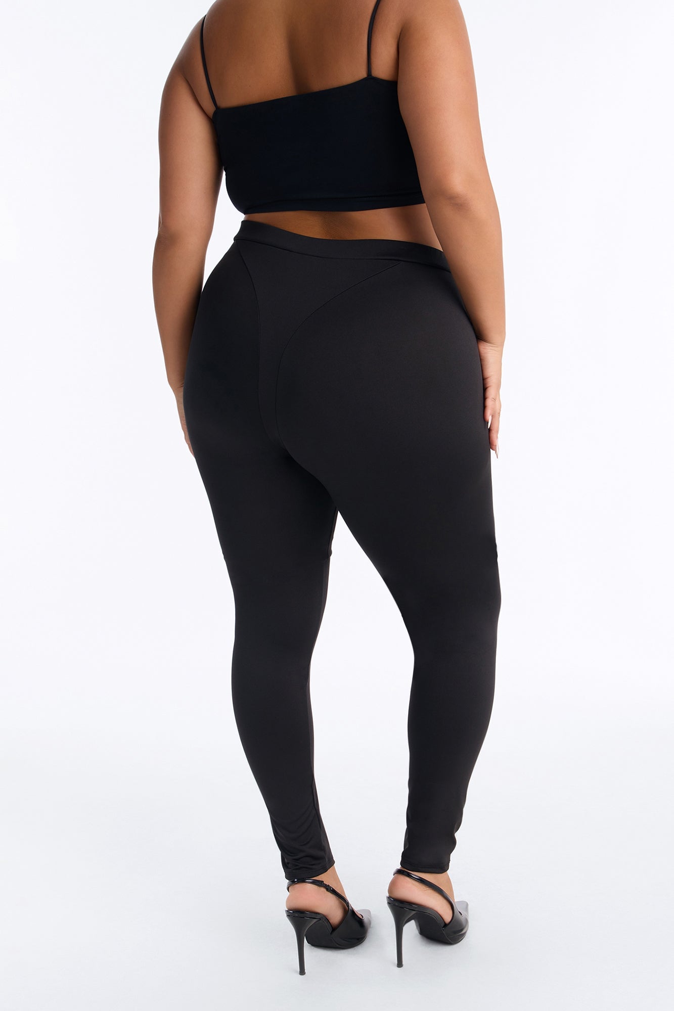Stop and Stare V Contour Tricot Leggings - Black image 4