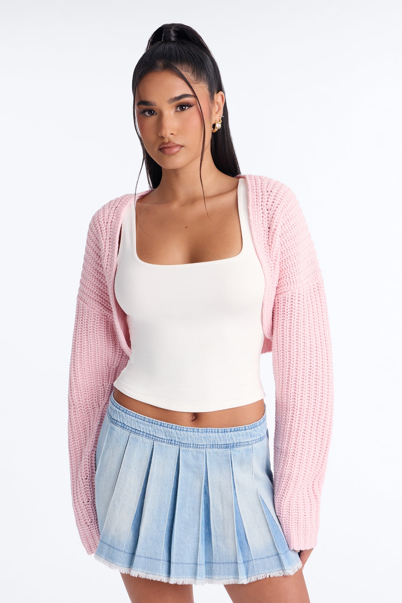 Cool Girl Mood Bolero Sweater - Light Pink image 5
