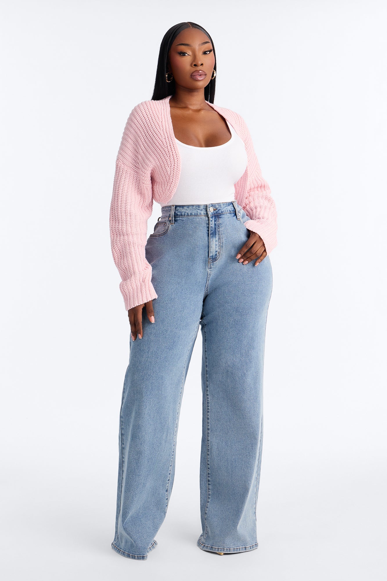 Cool Girl Mood Bolero Sweater - Light Pink image 2