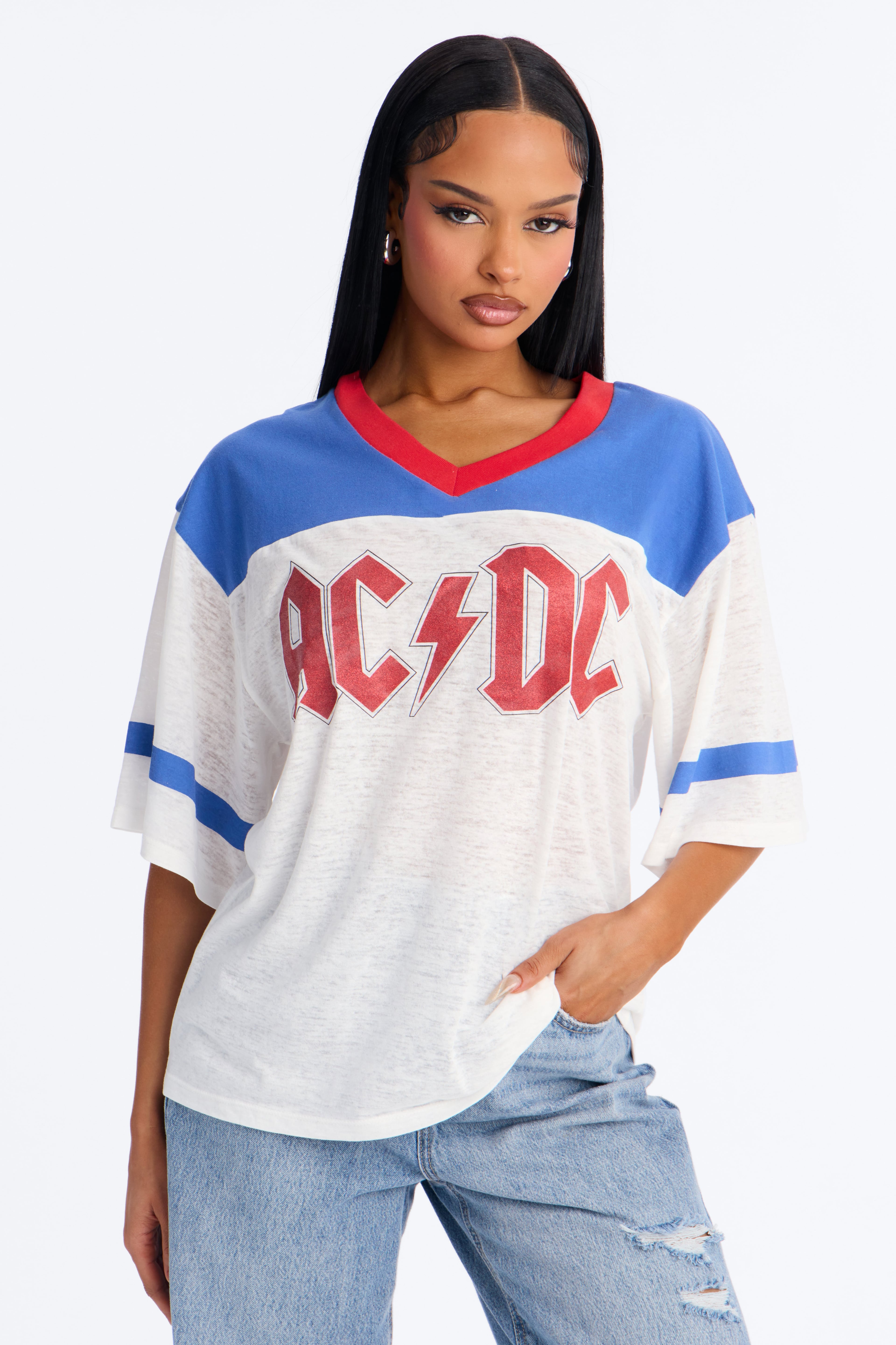ACDC Burnout V-Neck Jersey - White image 5