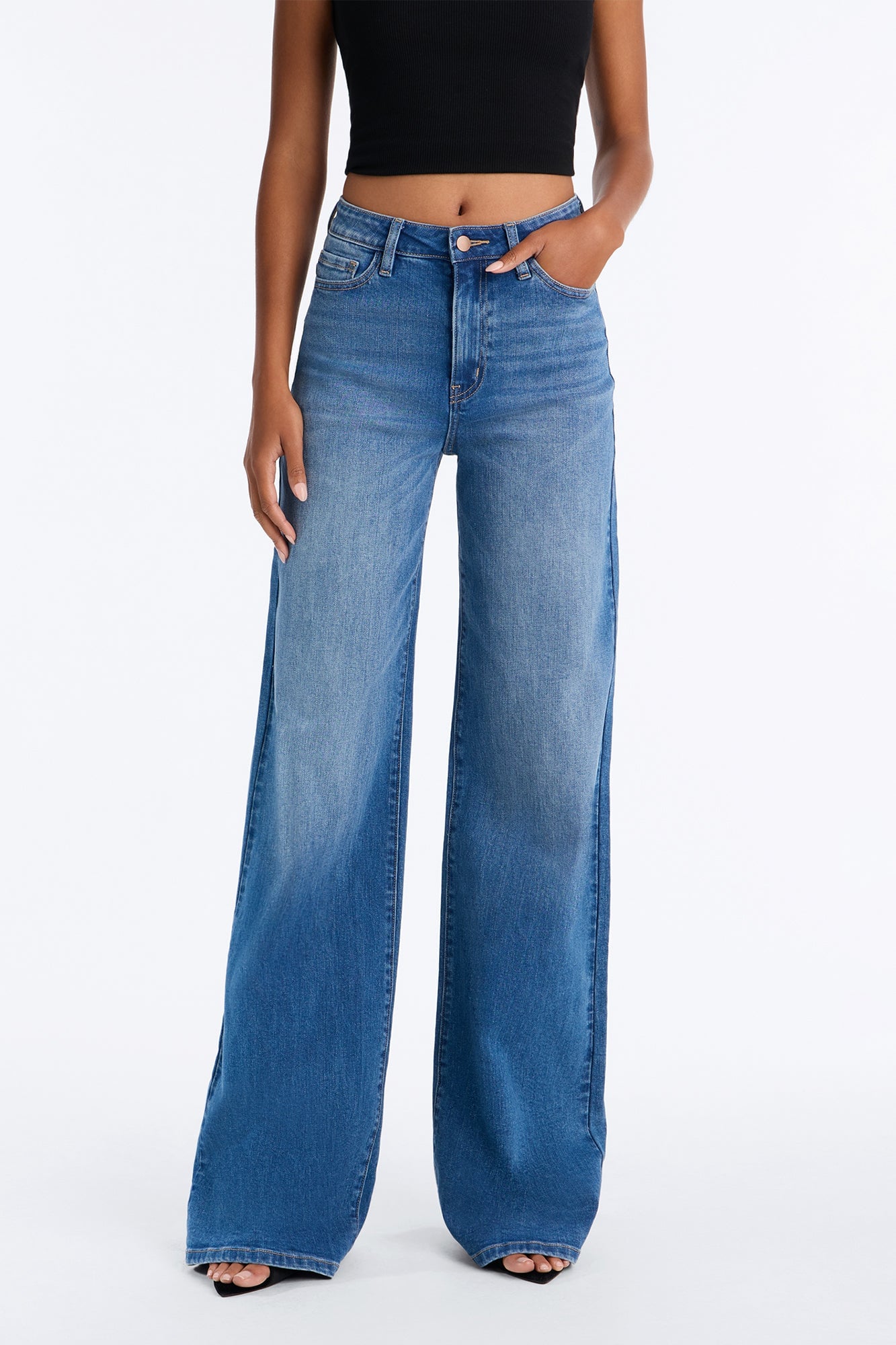 Tall Chasing Thrills Stretch Wide Leg Jeans - Medium Wash image 5