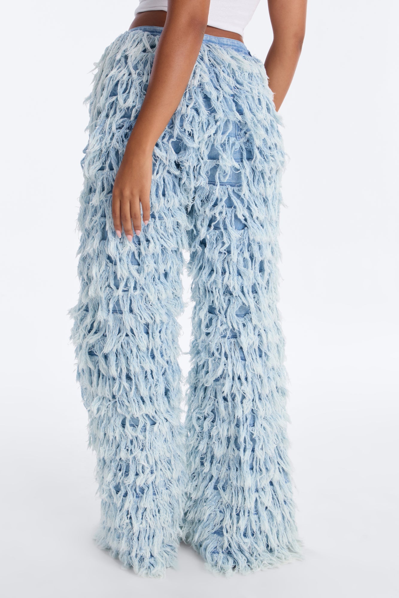 Cloud 9 Premium Fringe Wide Leg Jeans - Light Wash image 4