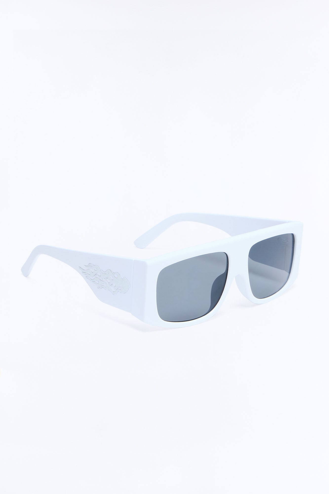 Metallic Flames Flat Top Square Frame Sunglasses - White/Black image 4