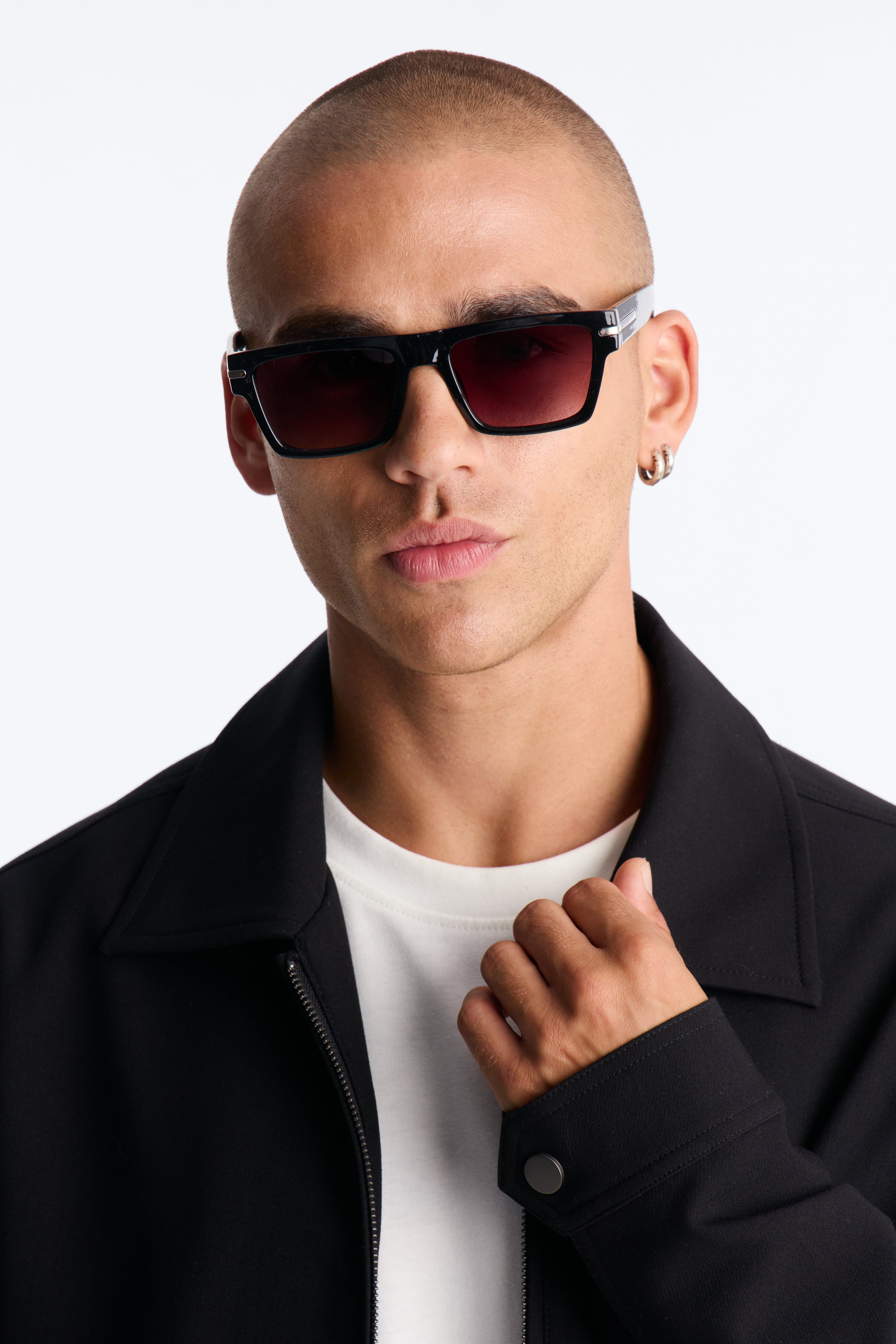 One Man Show Square Frame Sunglasses - Black/Brown image 3