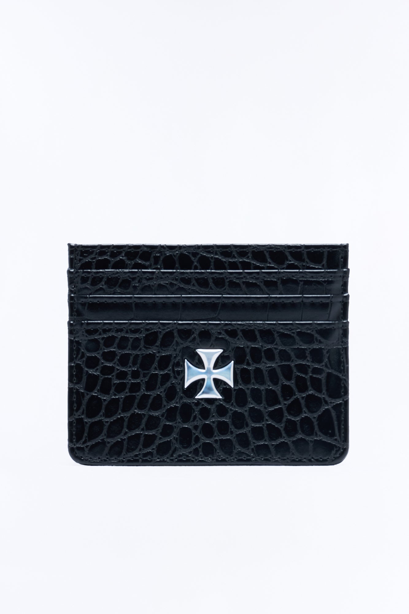Need Faith Embossed Croc Faux Leather Card Holder - Black image 2