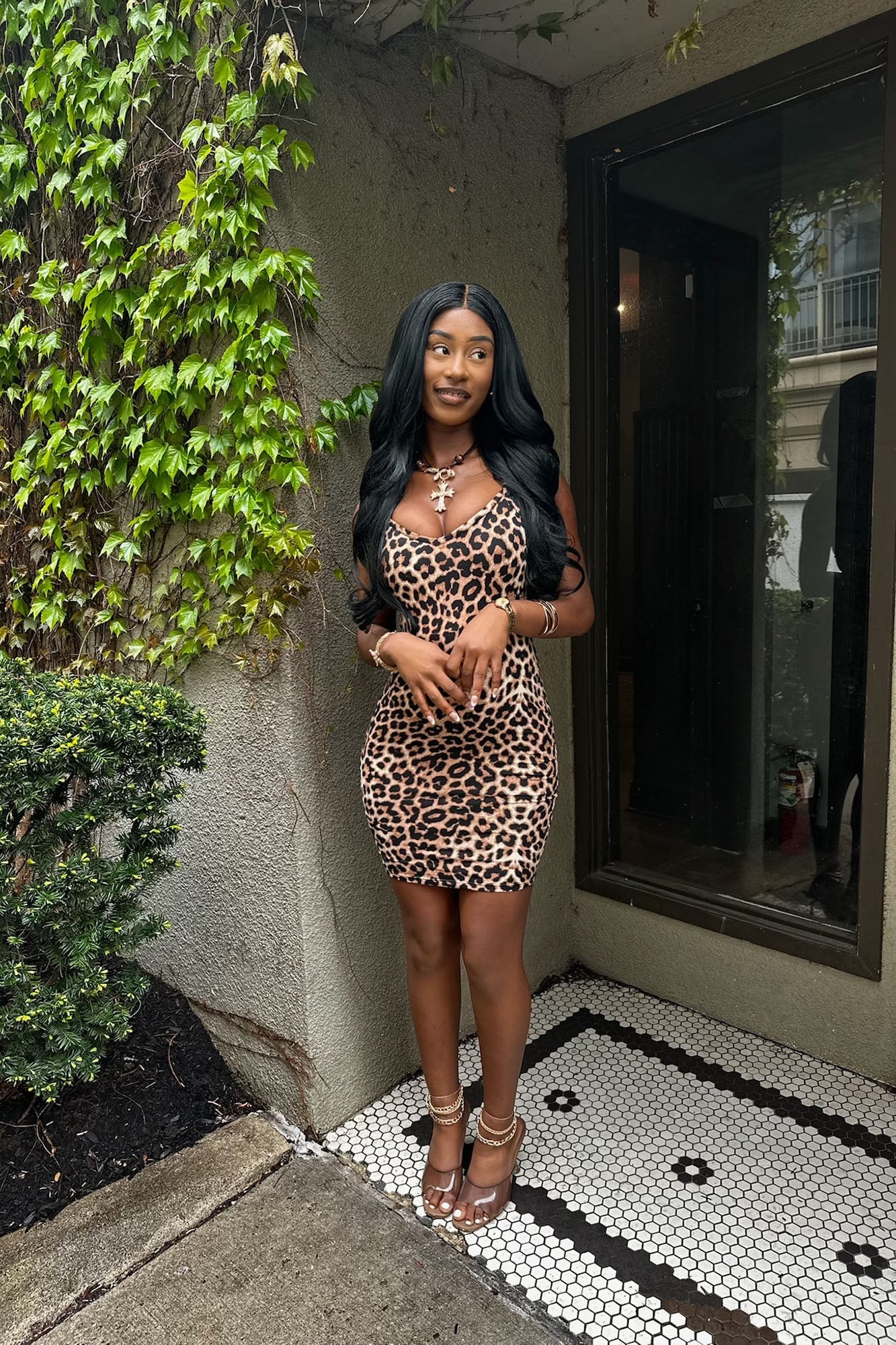 Remmie Leopard Mini Dress - Brown/combo image 4