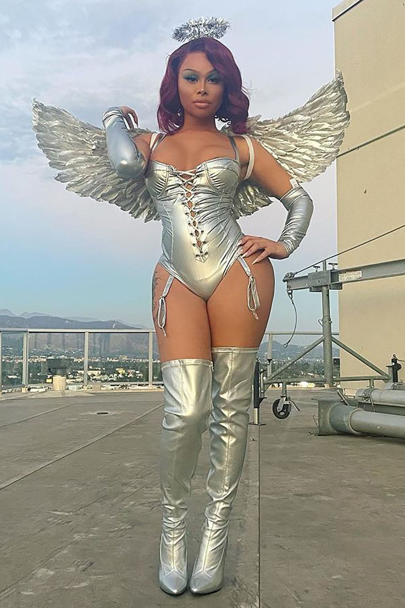 Angel Energy 4 Piece Costume Set - Silver image 8