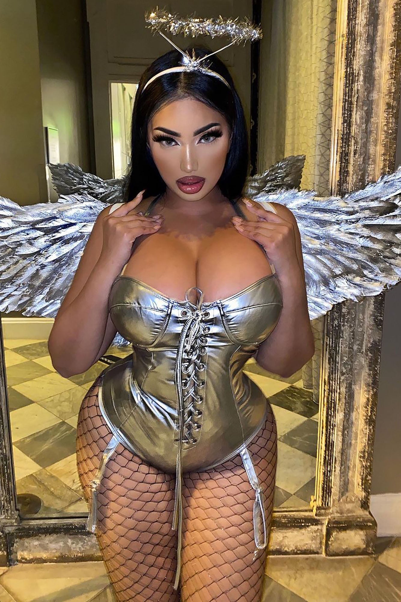 Angel Energy 4 Piece Costume Set - Silver image 6