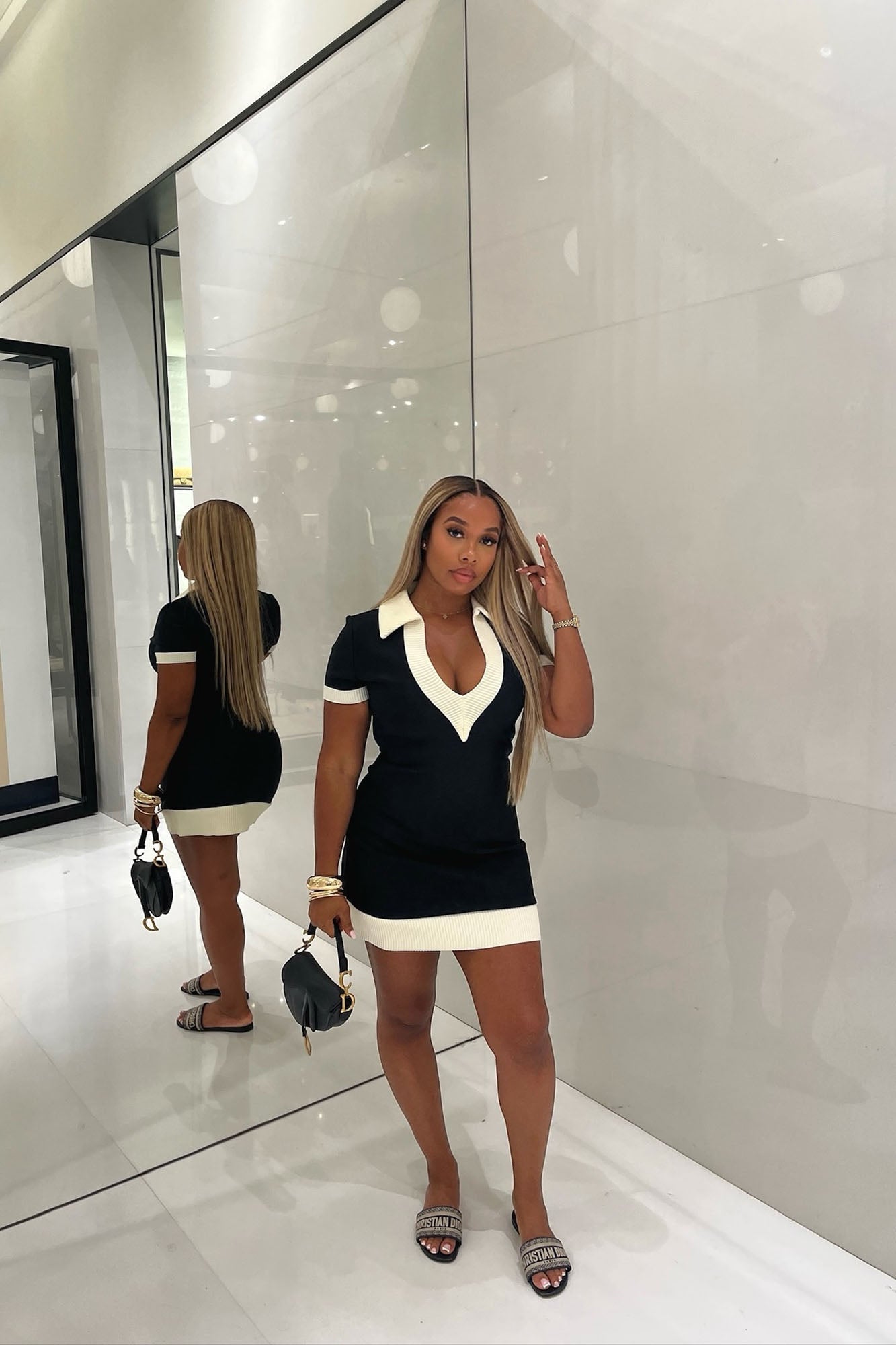 Angelina Bandage Mini Dress - Black/White image 10