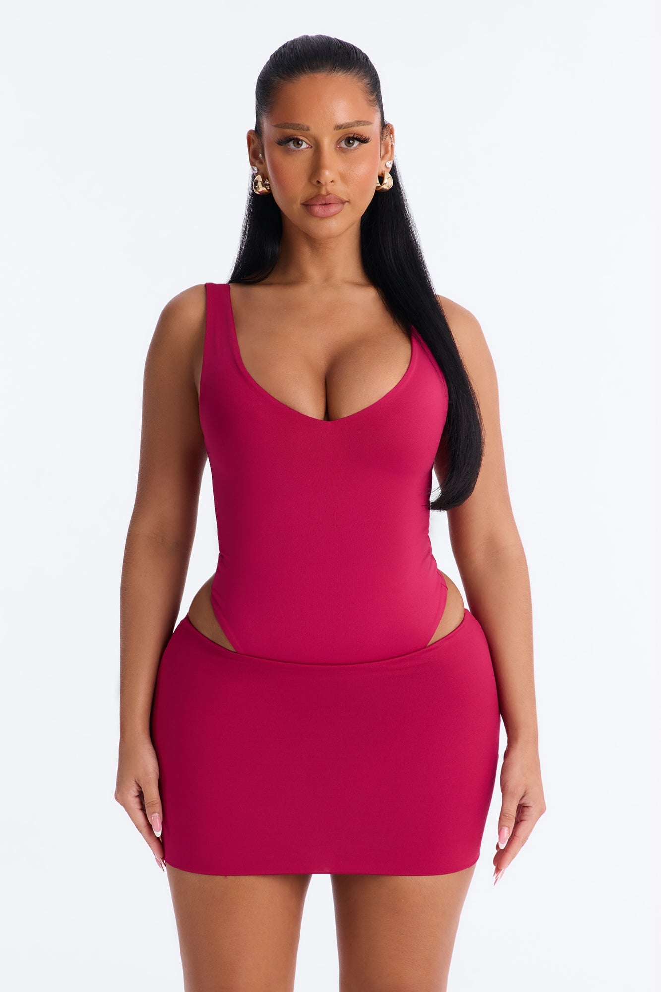 Contour Double Lined V-Neck Bodysuit - Raspberry image 7