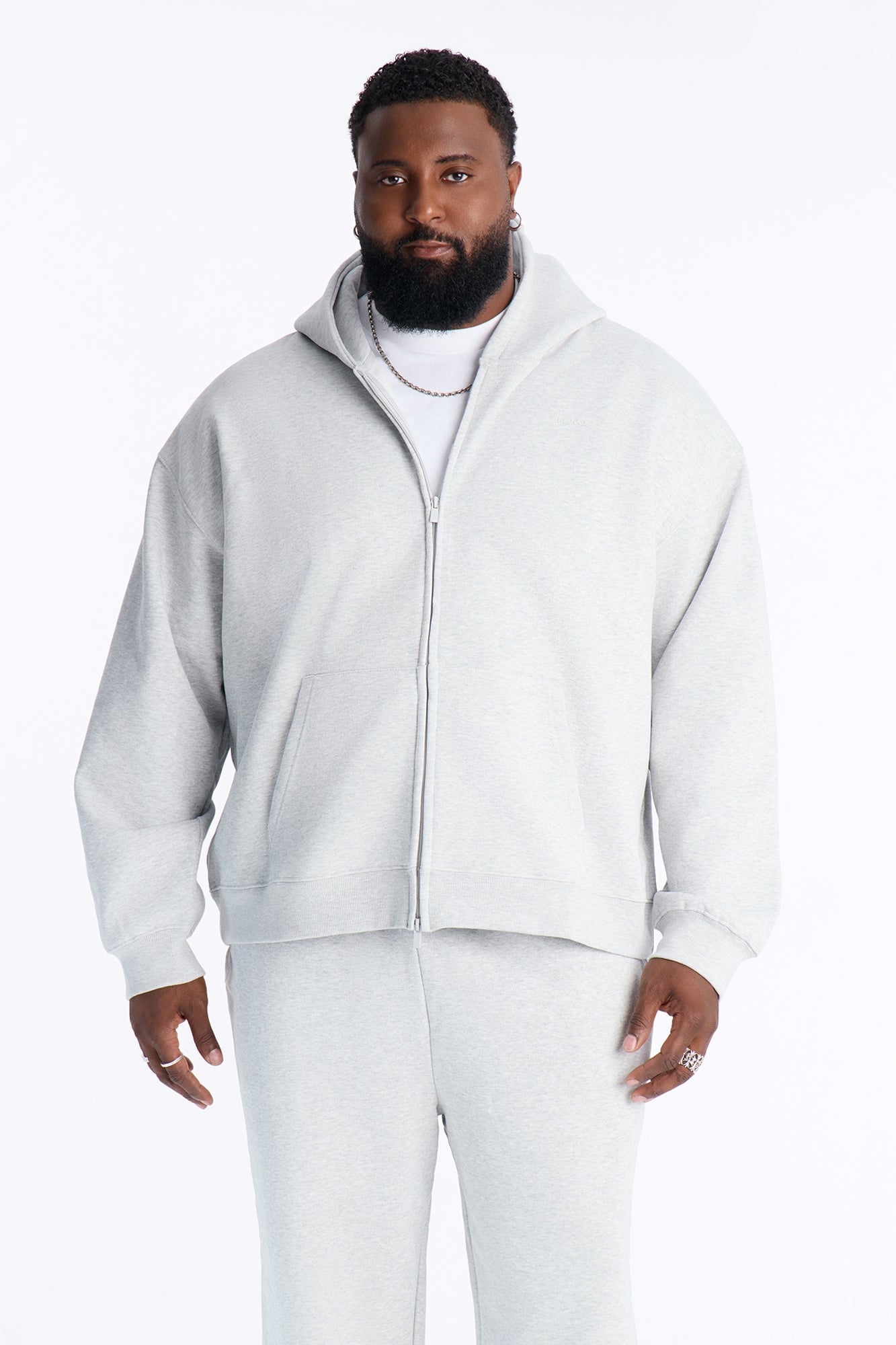 Logan Full Zip Hoodie Fleece Sweatshirt - Heather Grey image 1