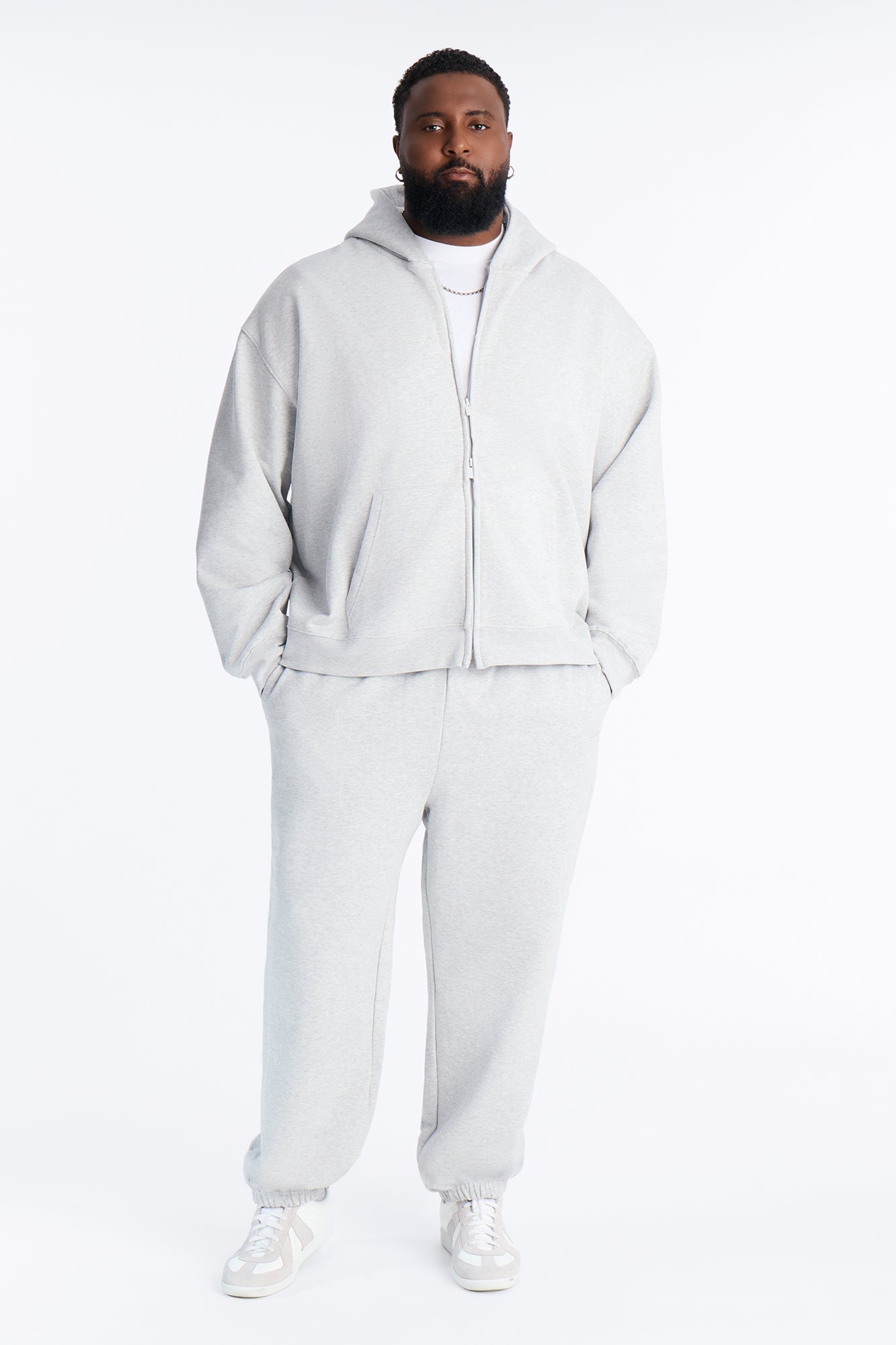 Logan Full Zip Hoodie Fleece Sweatshirt - Heather Grey image 2