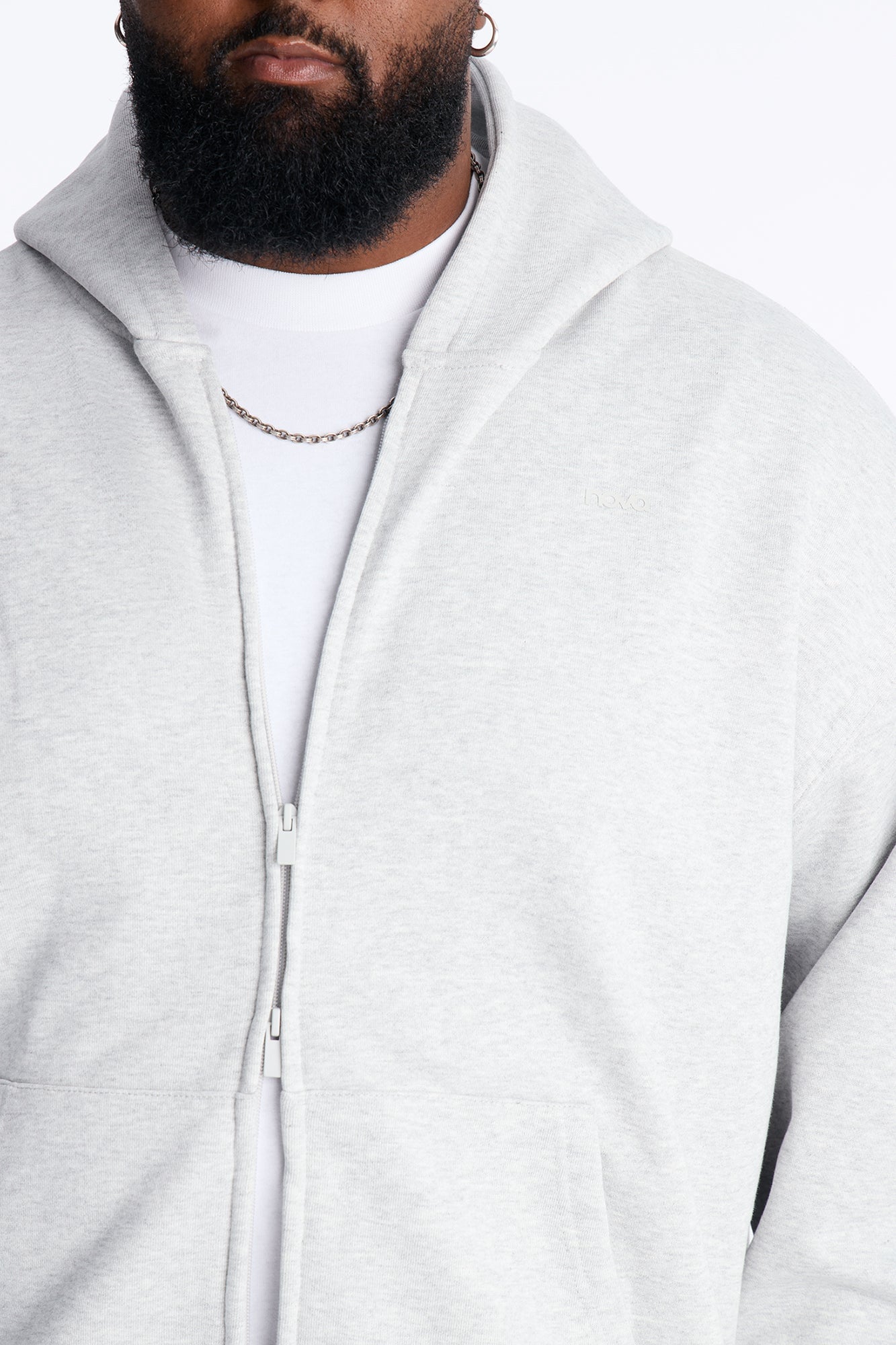 Logan Full Zip Hoodie Fleece Sweatshirt - Heather Grey image 4