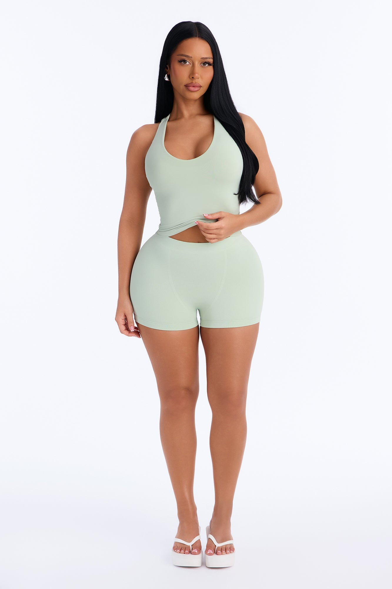 Seamless Smooth Double Lined Micro Hot Short - Mint image 5