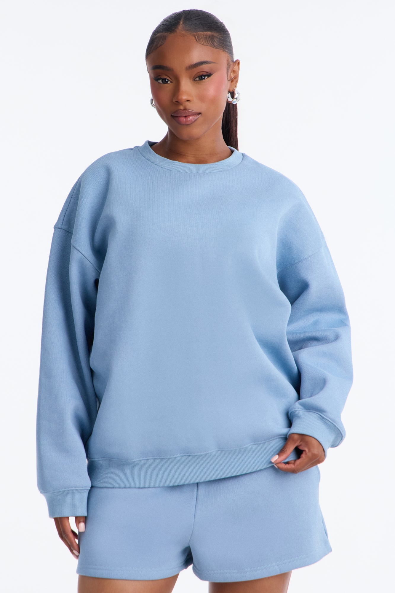 Libby Crew Neck Fleece Sweatshirt - Slate Blue image 5