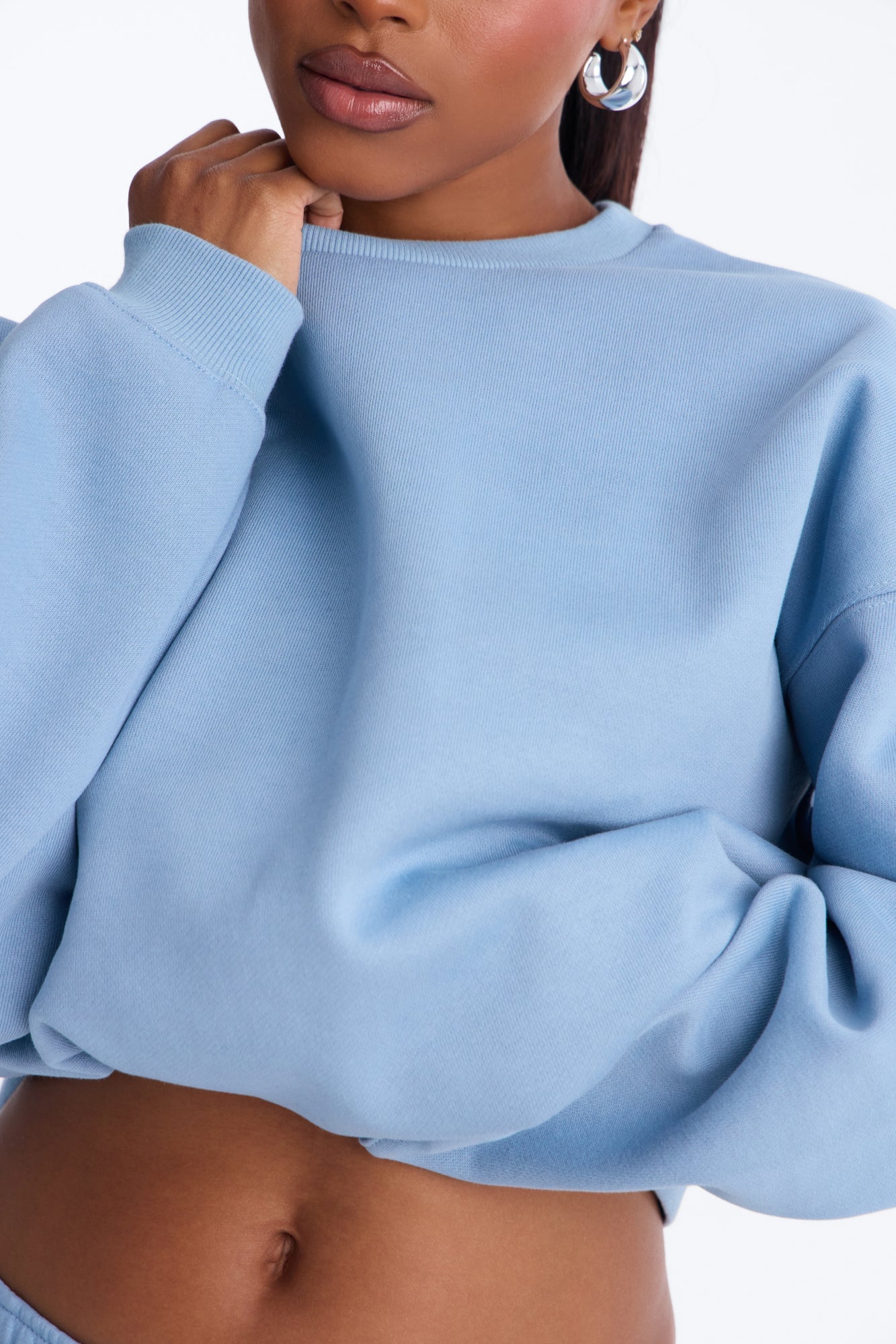 Libby Crew Neck Fleece Sweatshirt - Slate Blue image 7