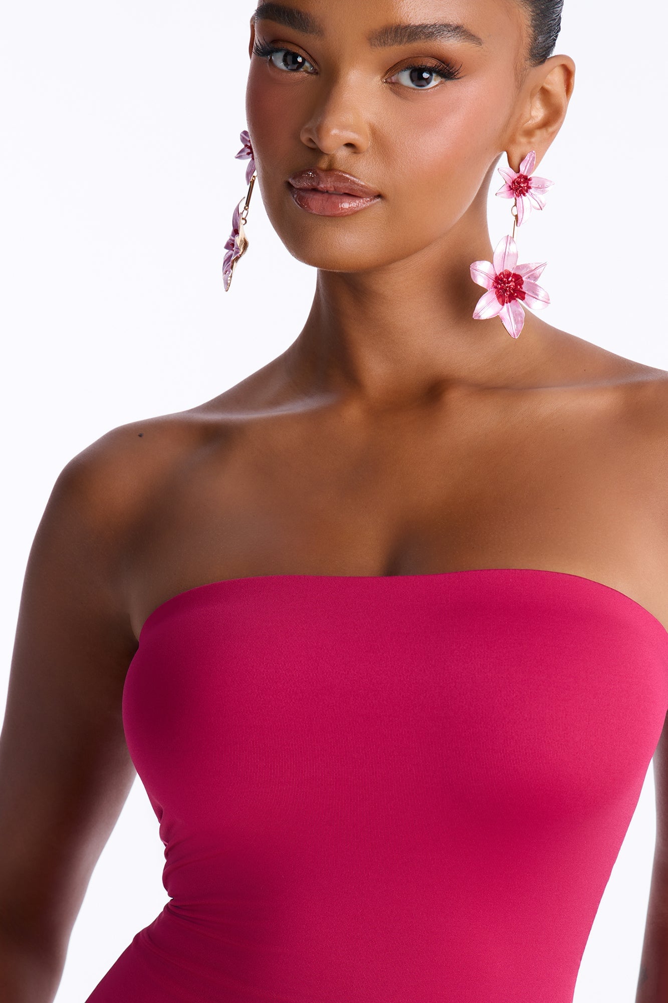 Contour Double Lined Strapless Midi Dress - Raspberry image 8