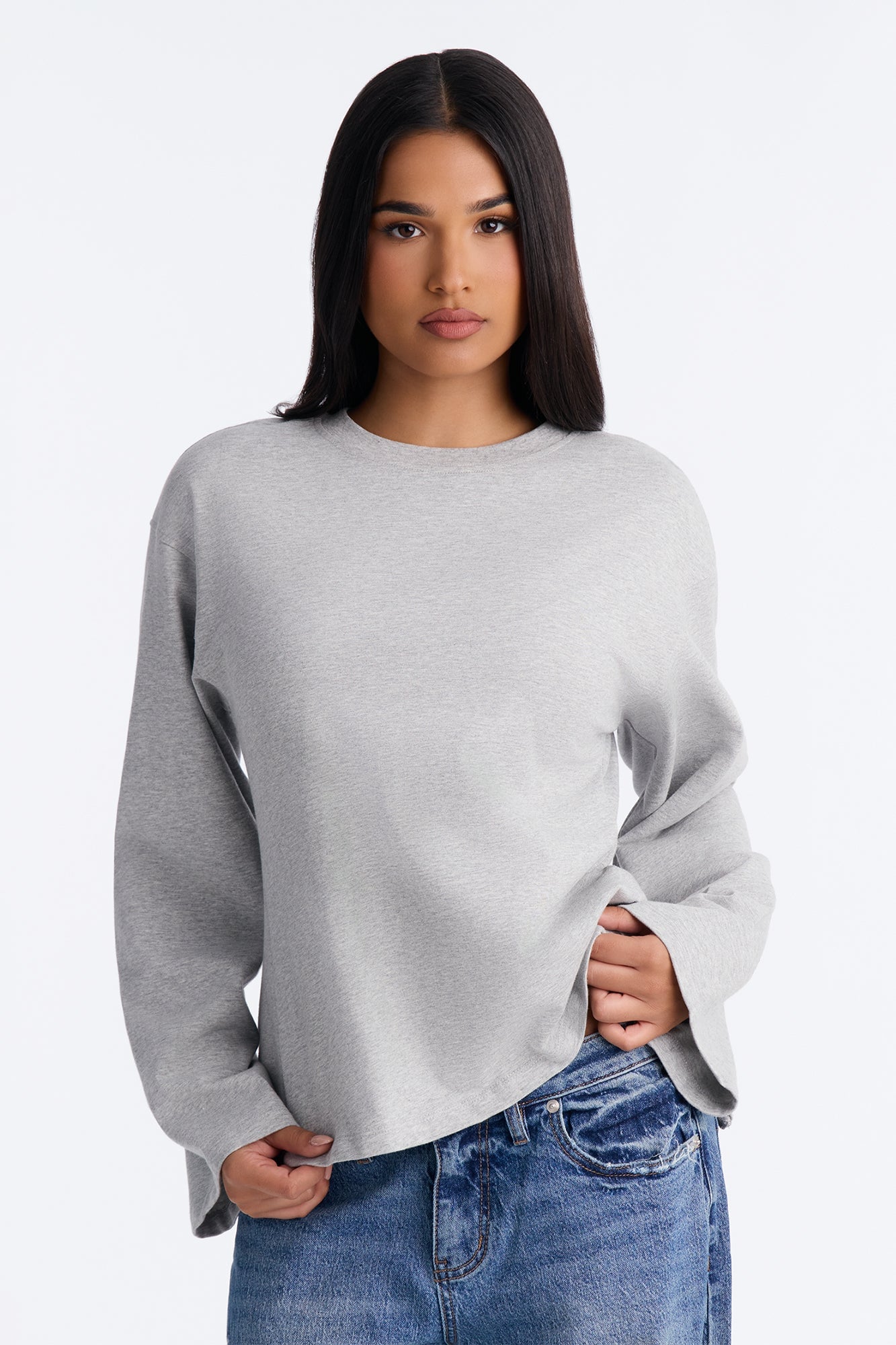 Jayden Fitted Shirt Long Sleeve T-Shirt - Heather Grey image 5