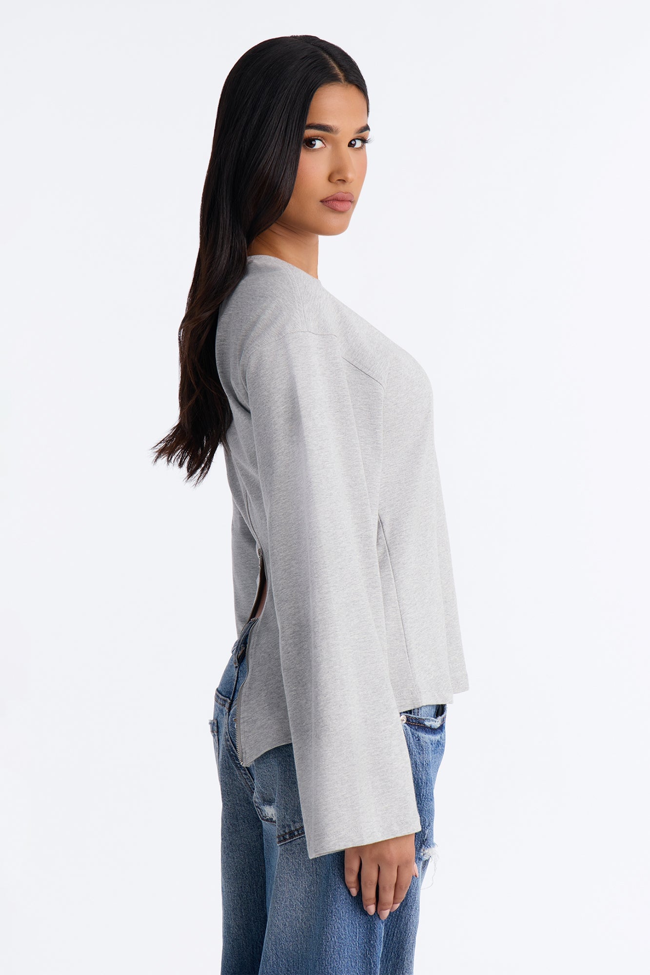 Jayden Fitted Shirt Long Sleeve T-Shirt - Heather Grey image 8