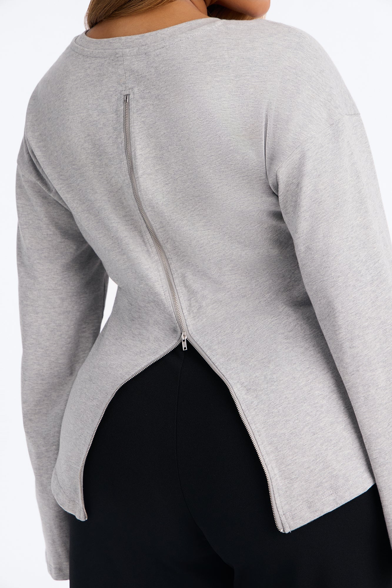 Jayden Fitted Shirt Long Sleeve T-Shirt - Heather Grey image 3